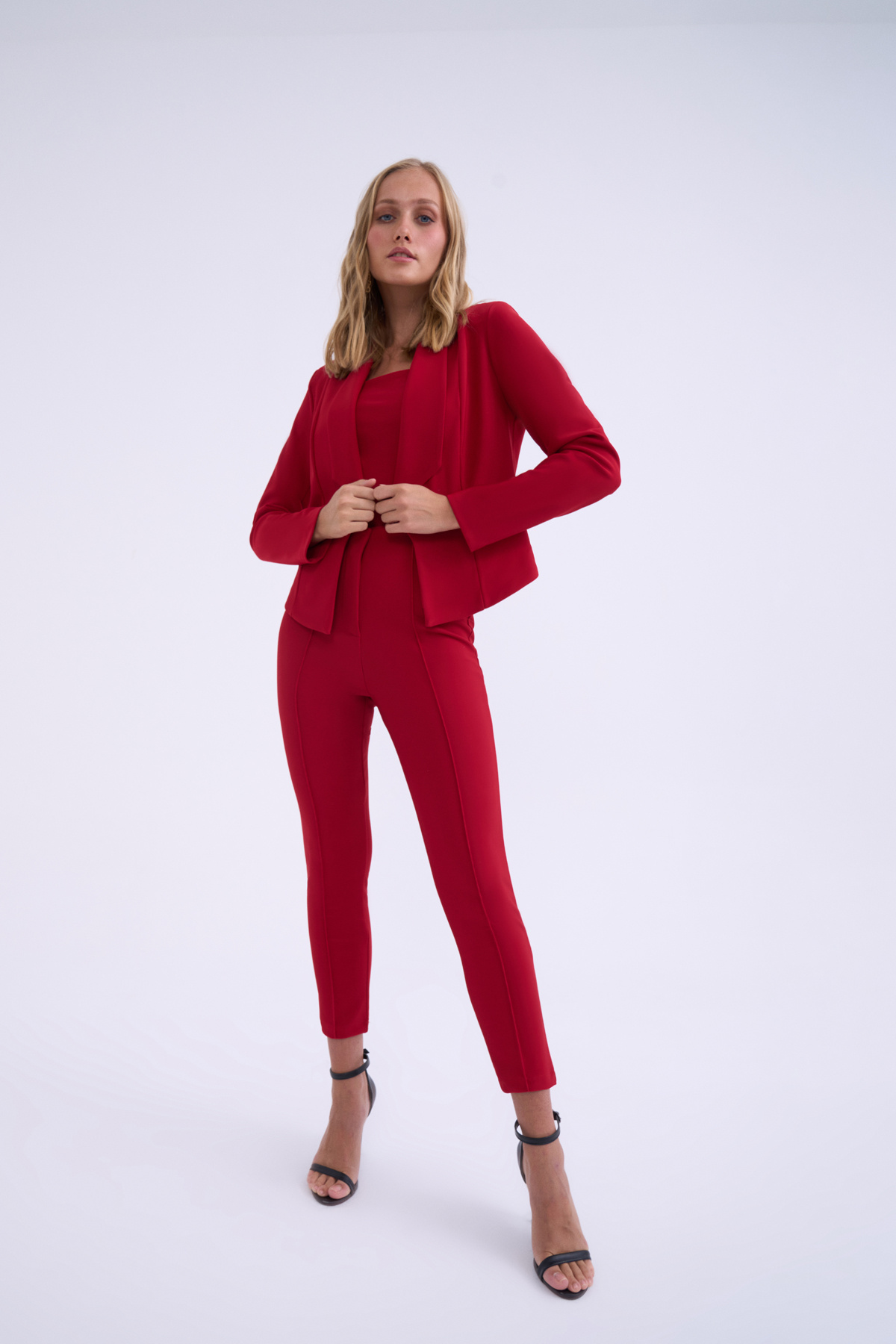 high waist pants - RED
