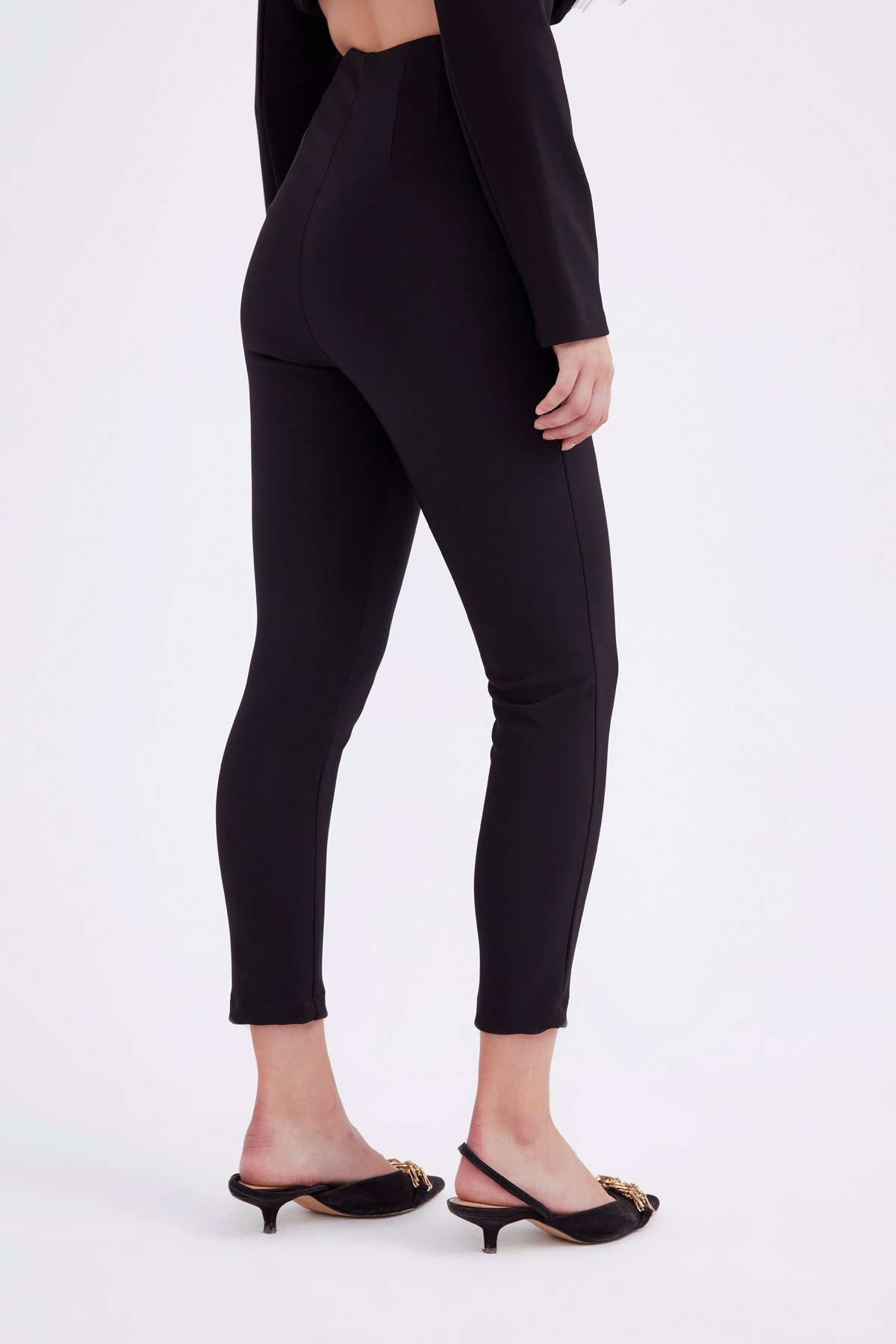 high waist pants - BLACK