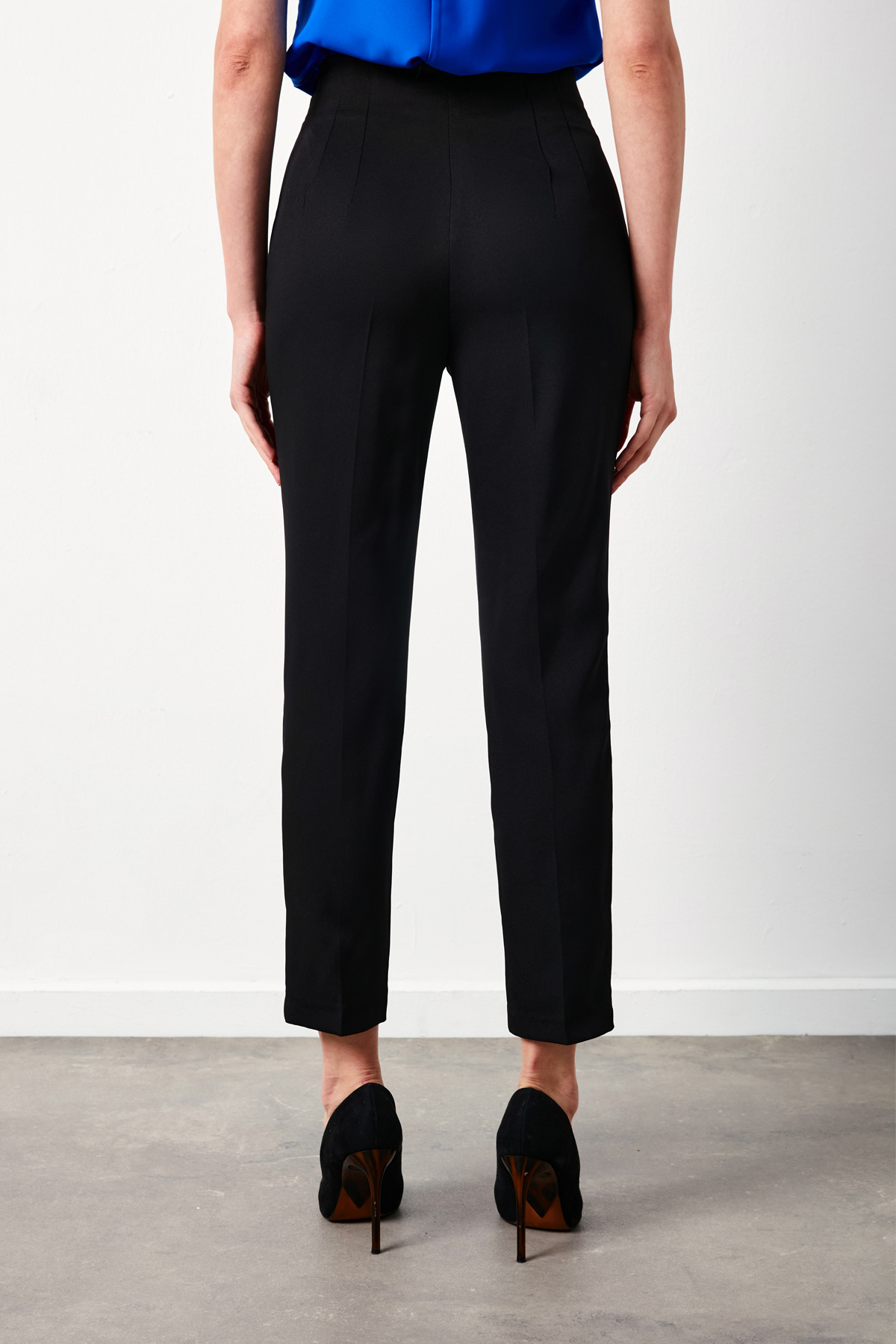 Yüksek Bel Pensli Pantolon - SİYAH