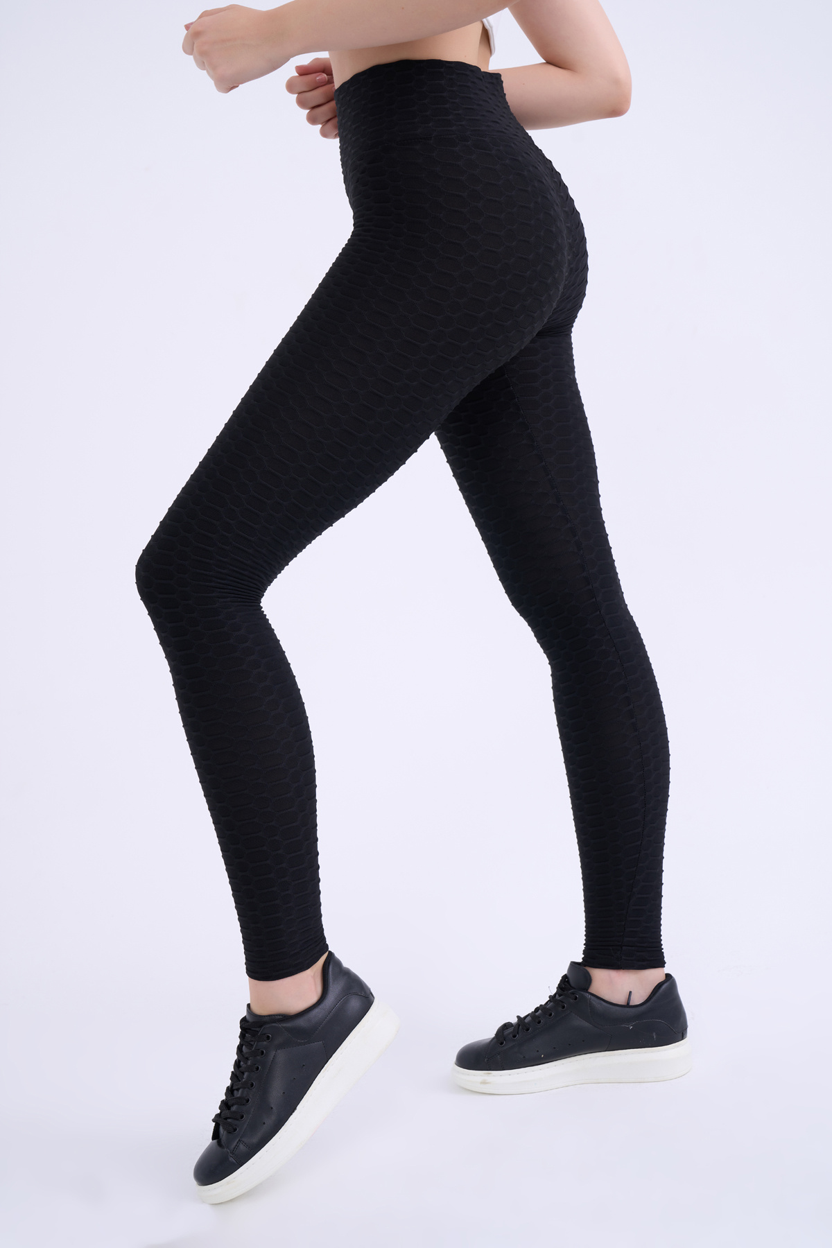 High Waist Push Up Leggings - BLACK