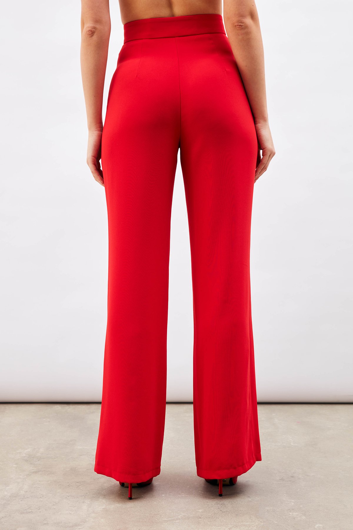 Yüksek Bel Salaş Pantolon - KIRMIZI