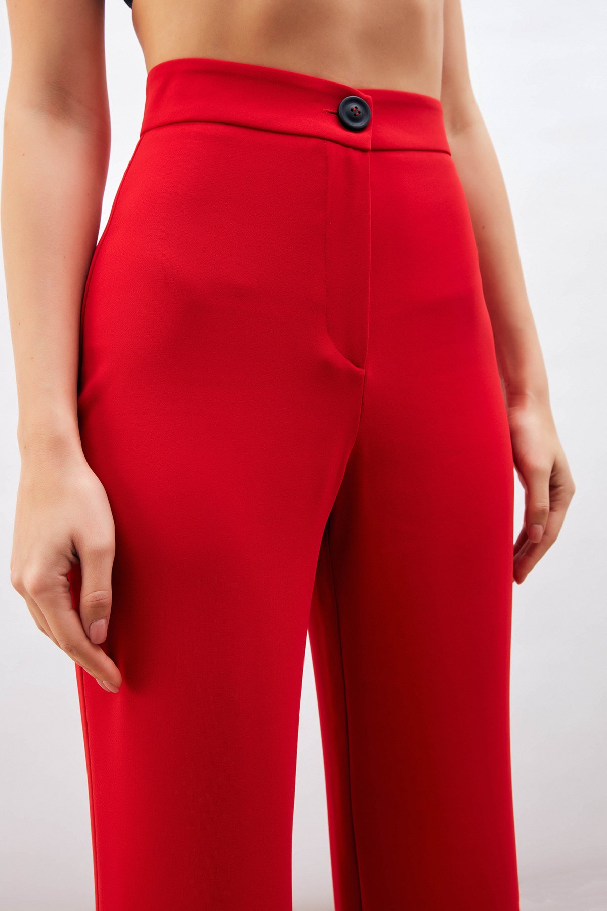 Yüksek Bel Salaş Pantolon - KIRMIZI