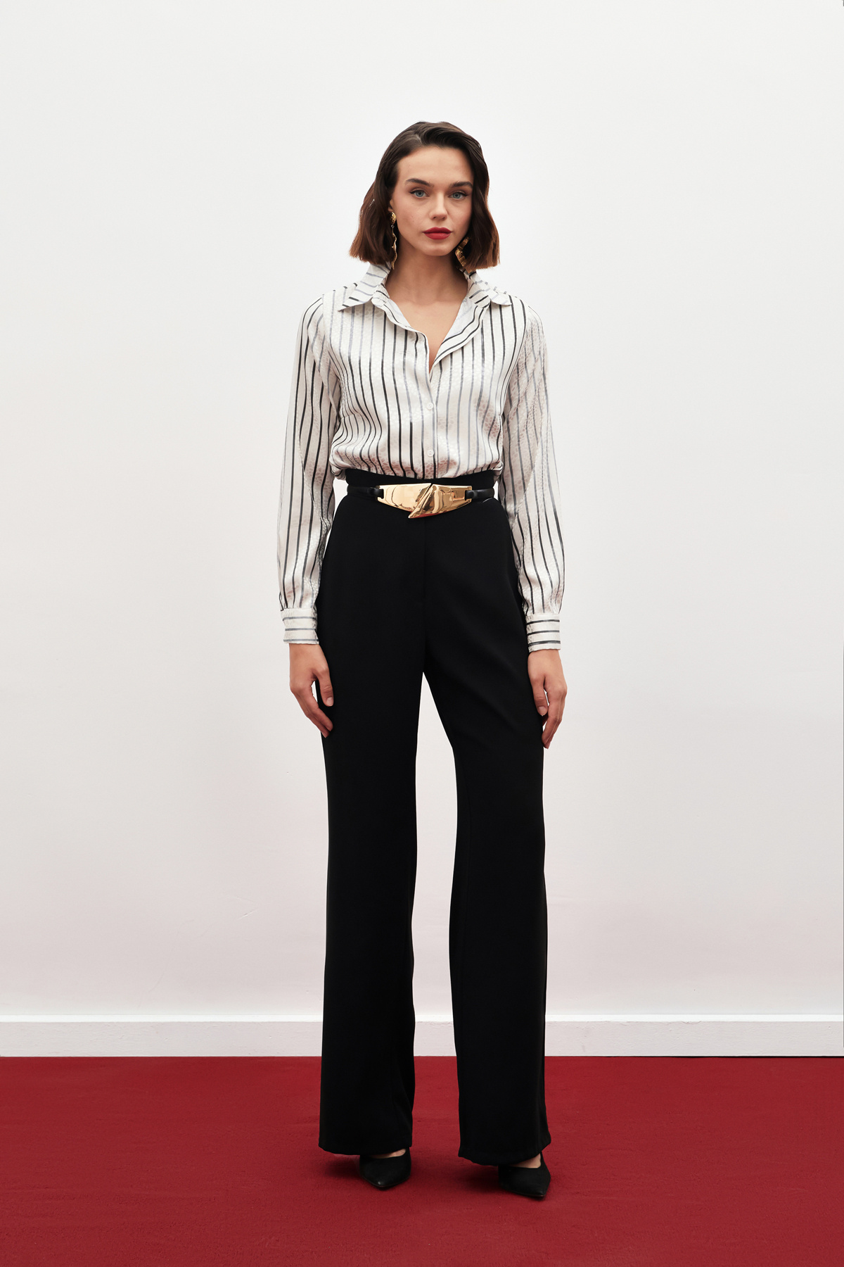 Yüksek Bel Salaş Pantolon - SİYAH