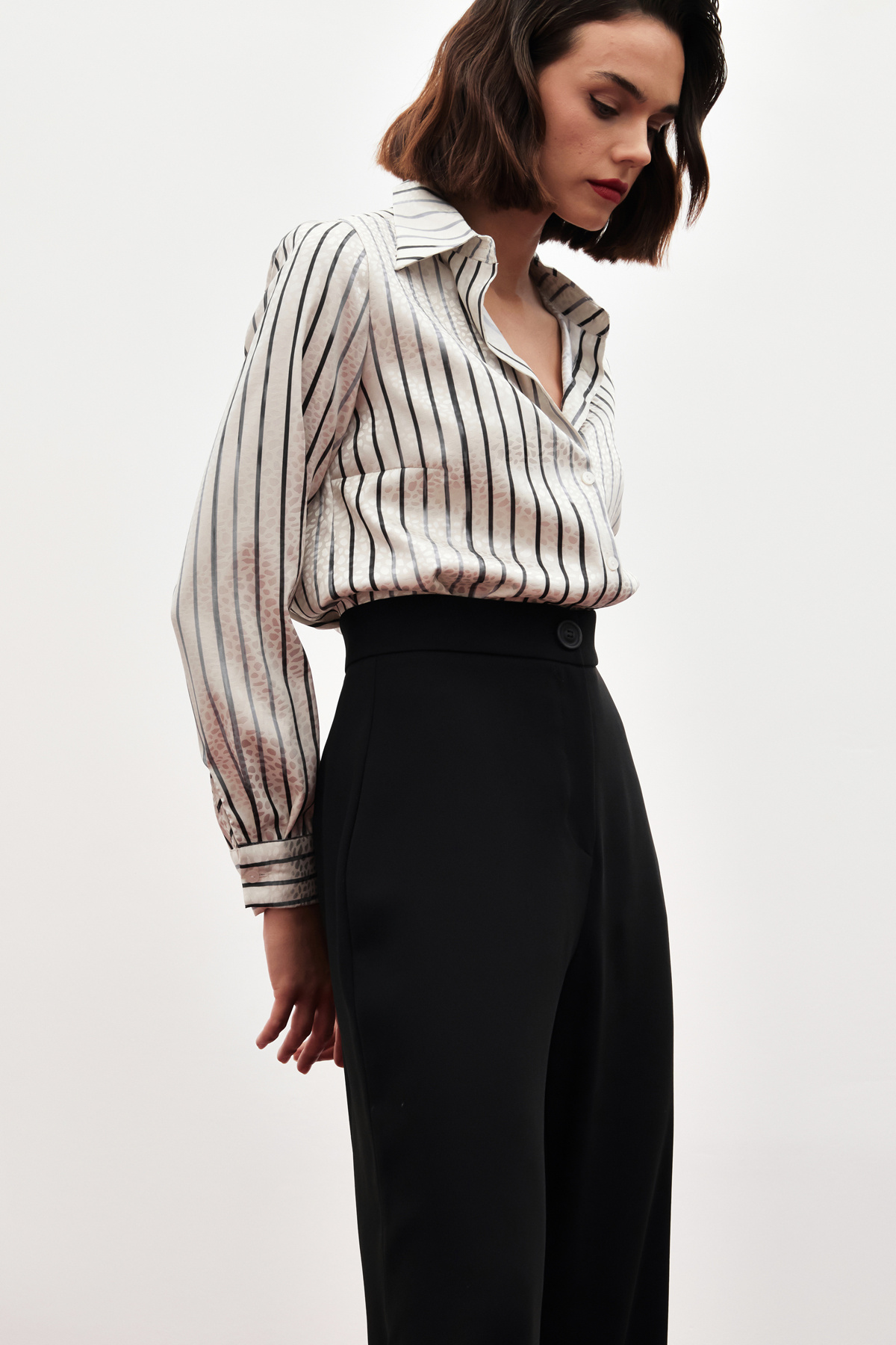 Yüksek Bel Salaş Pantolon - SİYAH