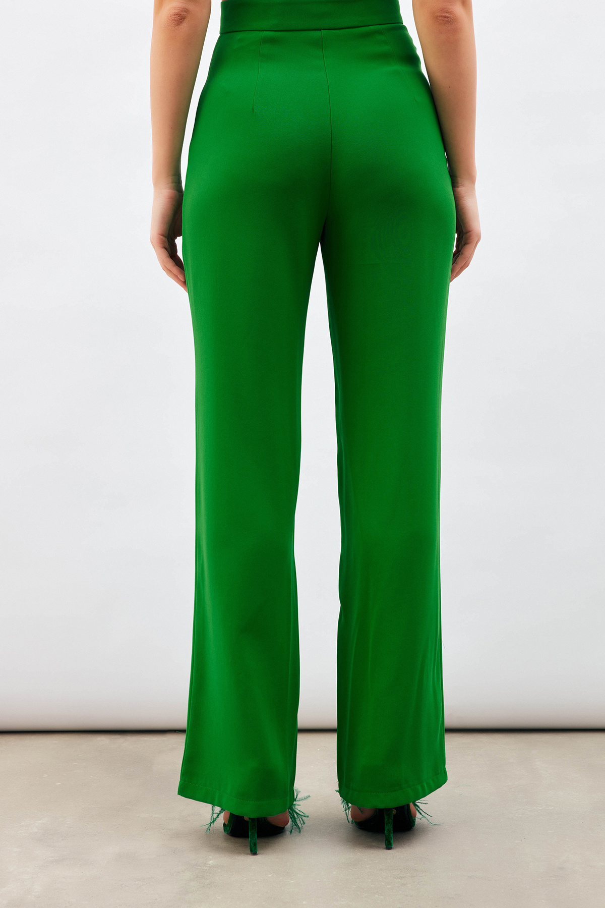 Yüksek Bel Salaş Pantolon - YEŞİL
