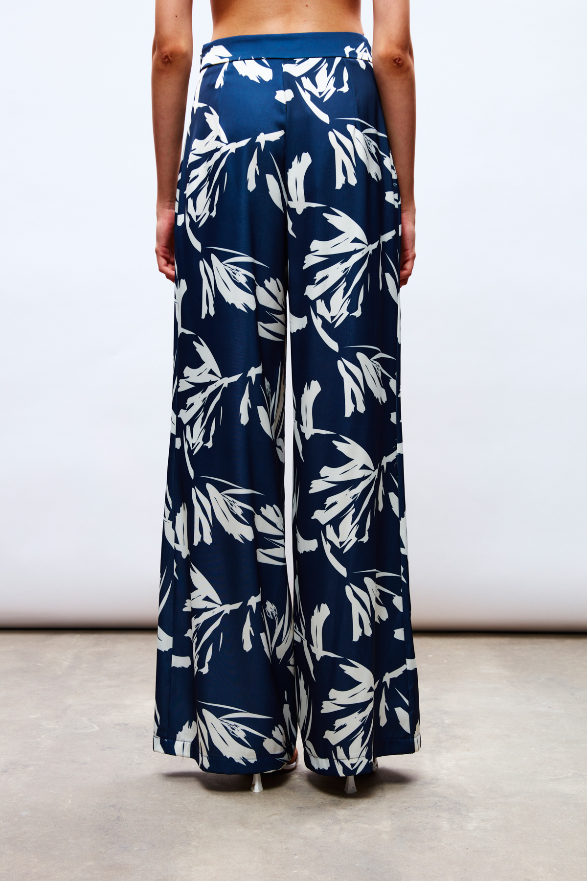 Yüksek Bel Saten Pantolon - LACİVERT