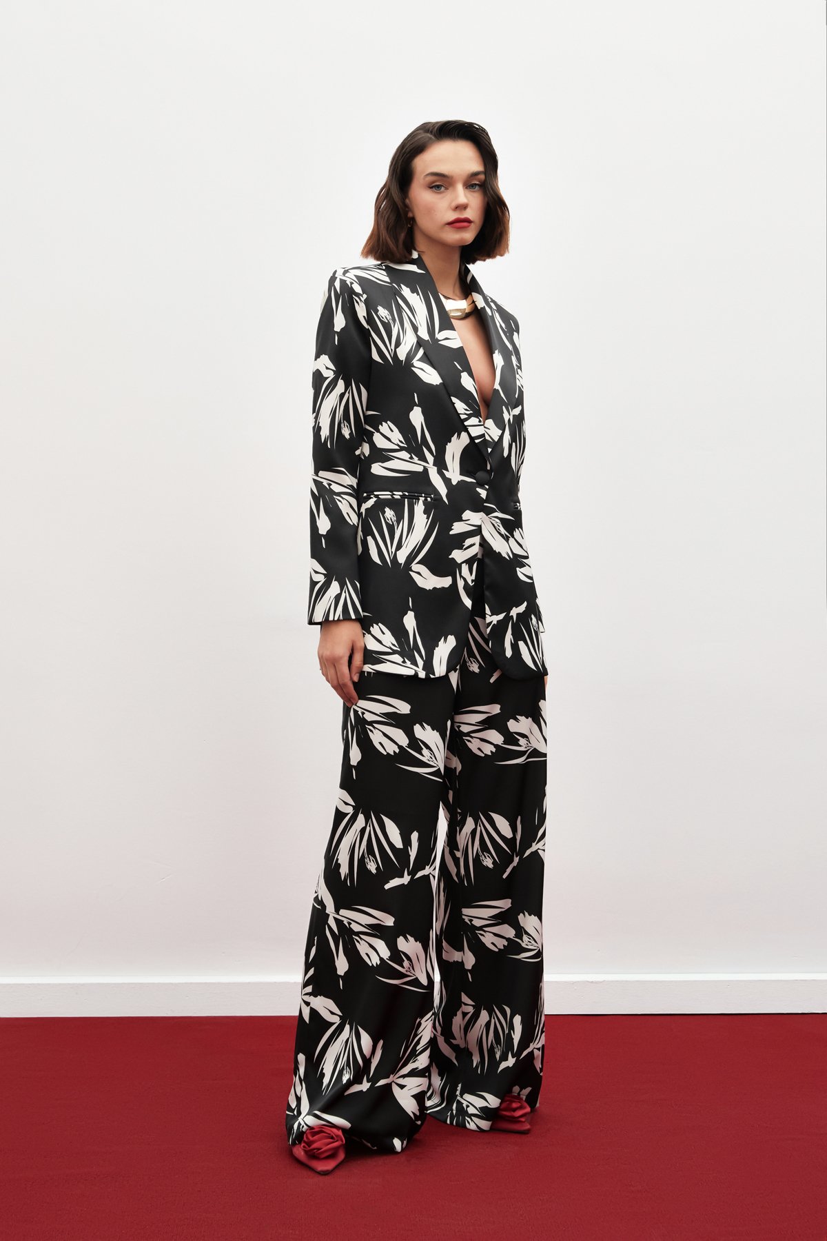 Yüksek Bel Saten Pantolon - SİYAH