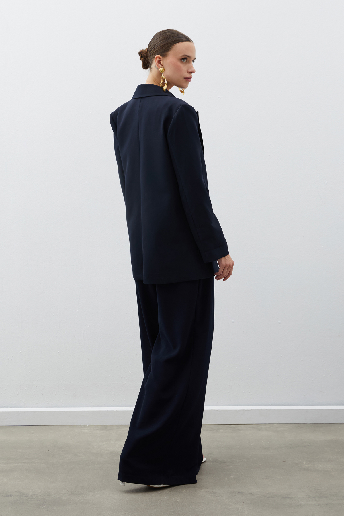 Zebra Astarlı Uzun Ceket - LACİVERT