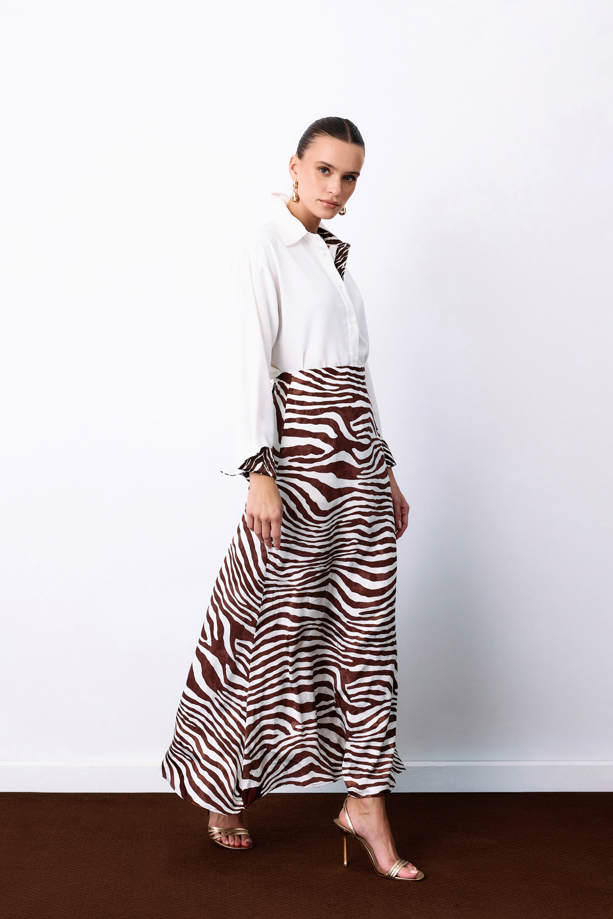 Zebra Desen Etek - Kahve