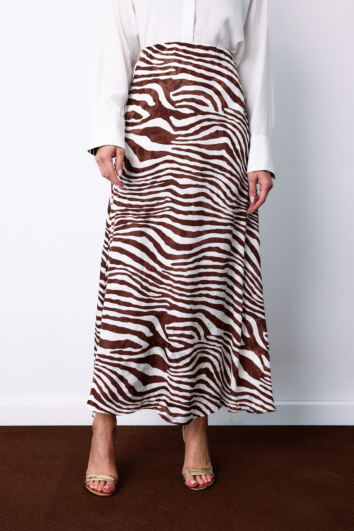 Zebra Desen Etek - Kahve