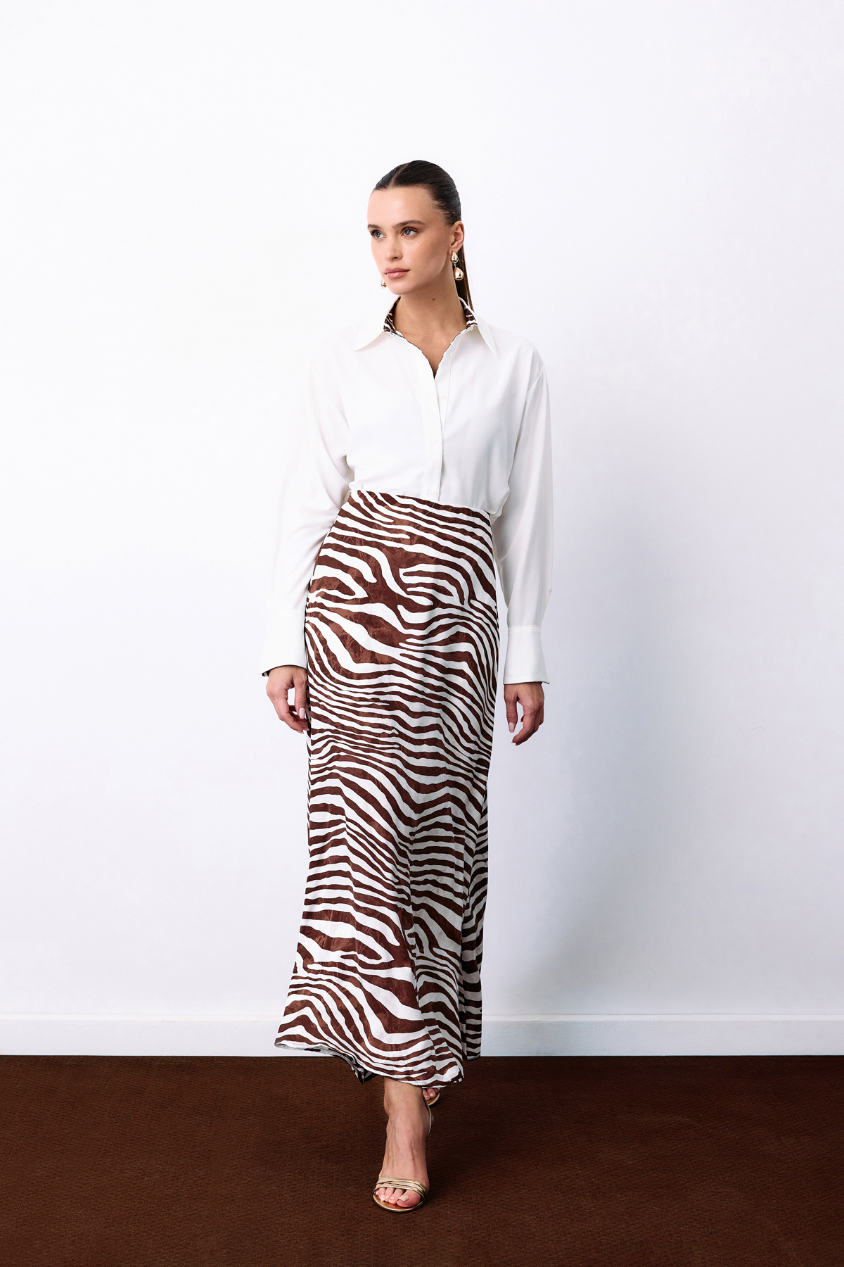 Zebra Desen Etek - Kahve