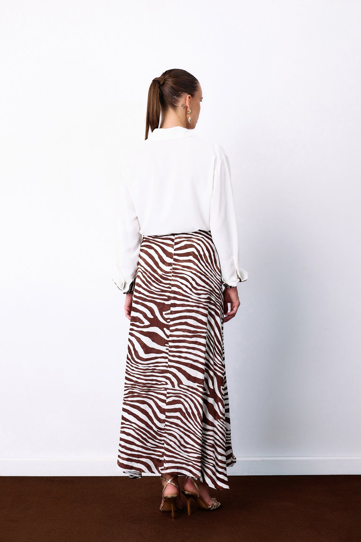 Zebra Desen Etek - Kahve