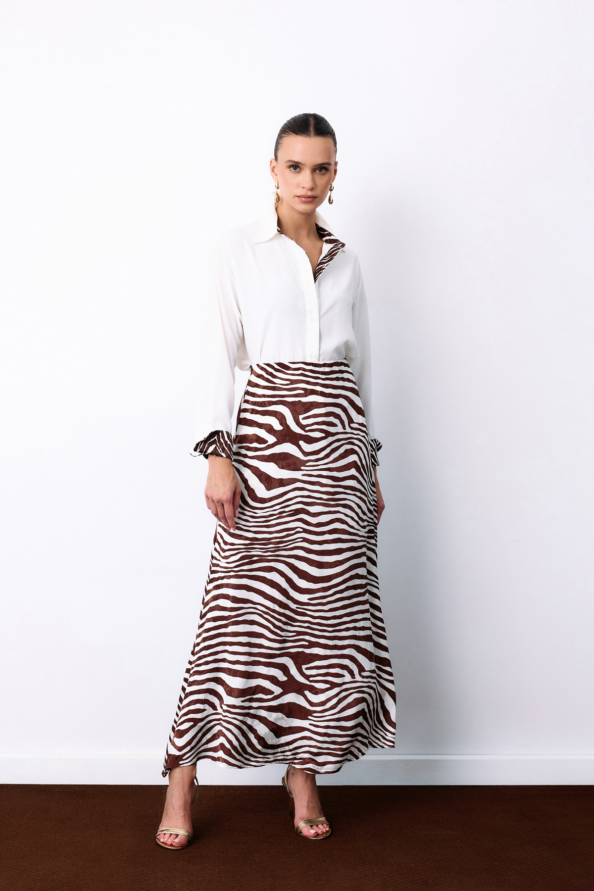 Zebra Desen Etek - Kahve