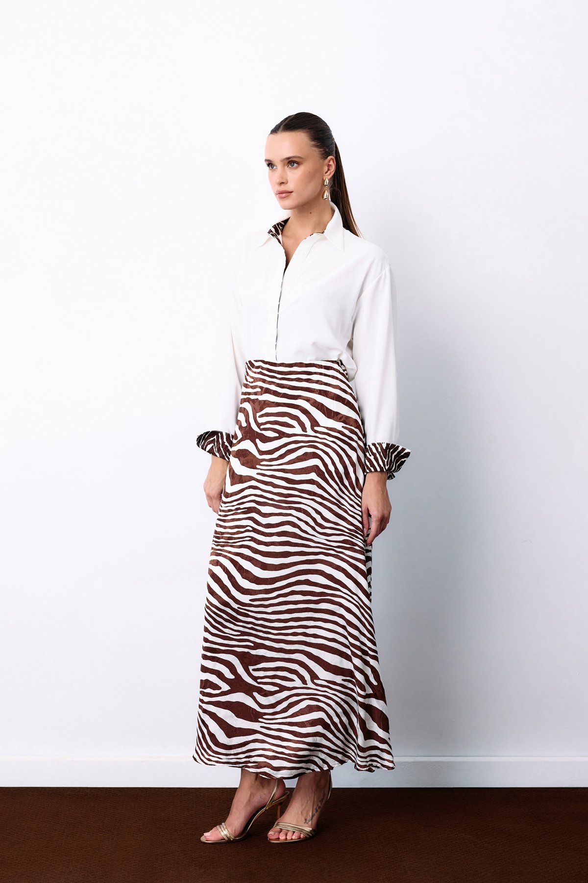 Zebra Desen Etek - Kahve