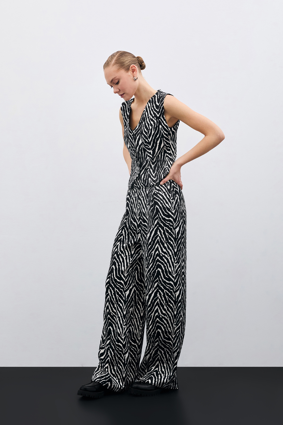 Zebra Desen Pantolon - Siyah