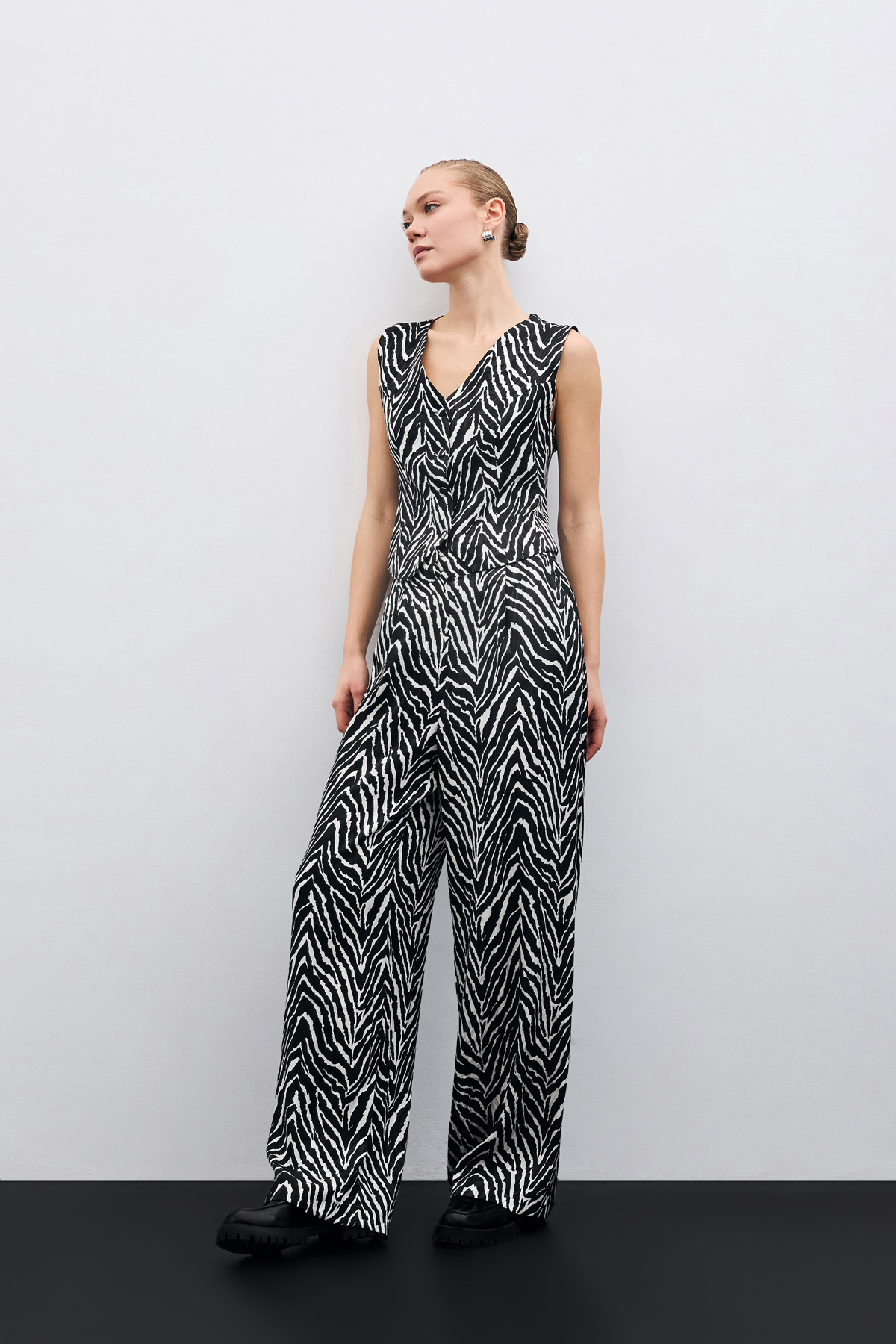 Zebra Desen Pantolon - Siyah