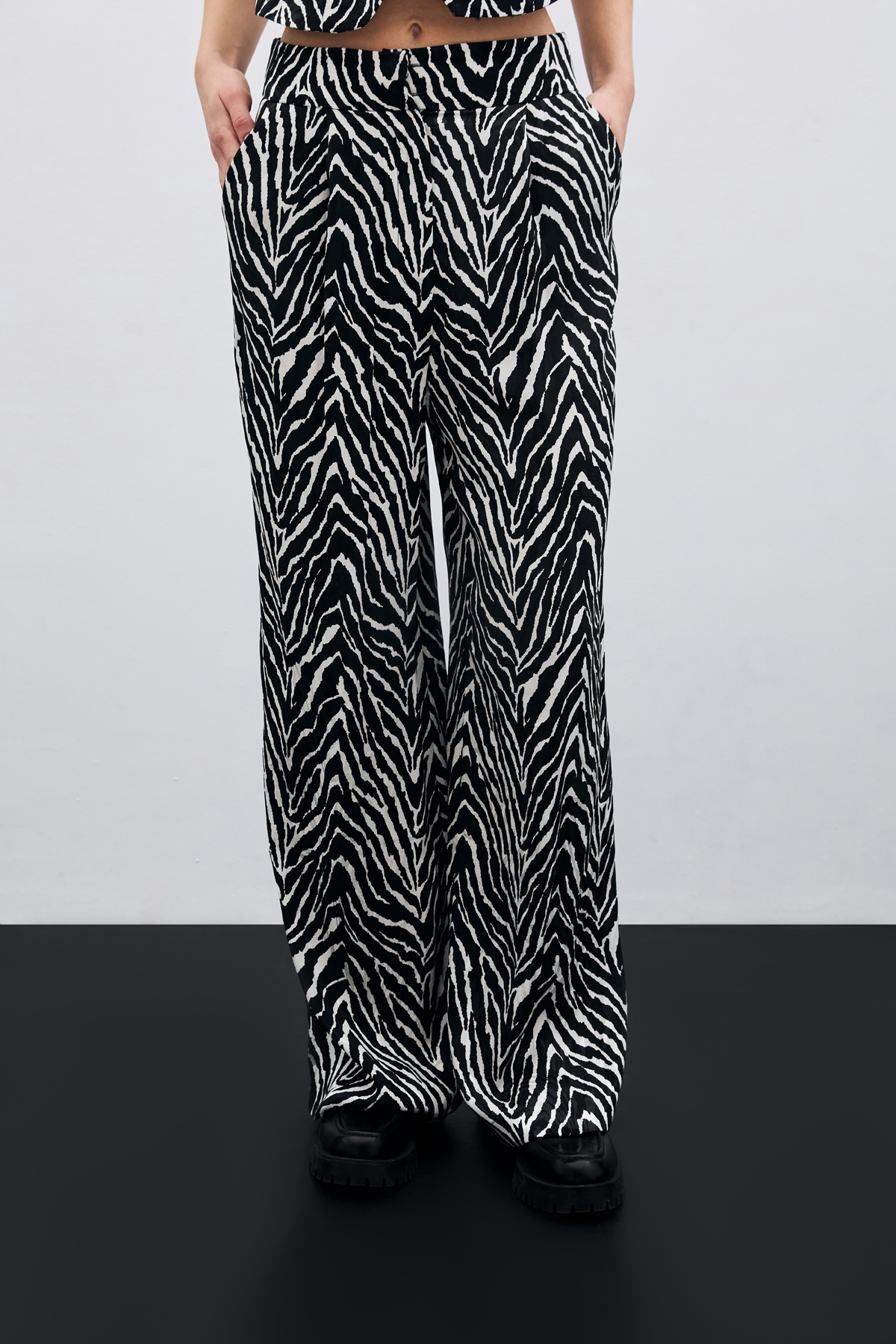 Zebra Desen Pantolon - Siyah