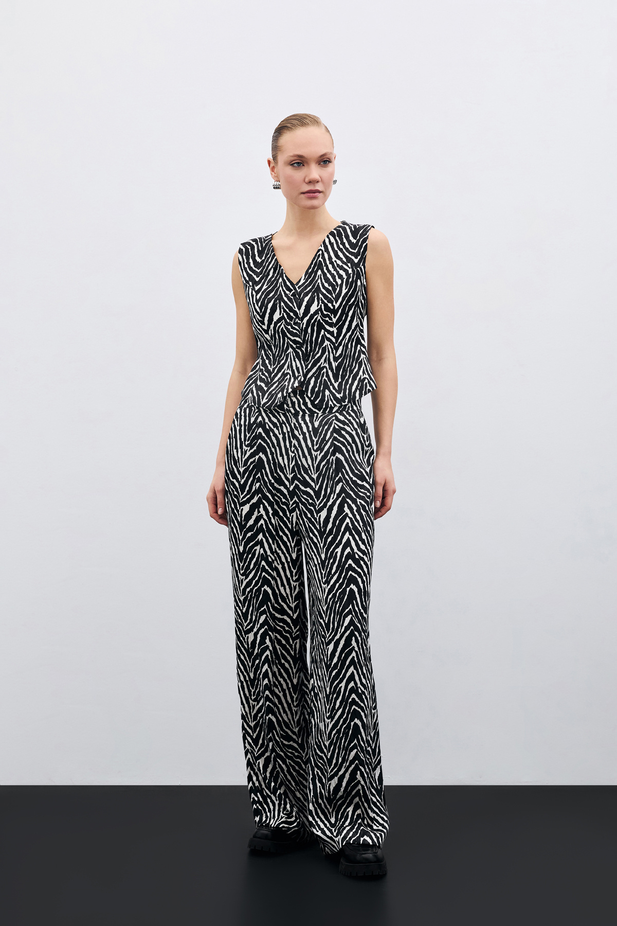 Zebra Desen Pantolon - Siyah