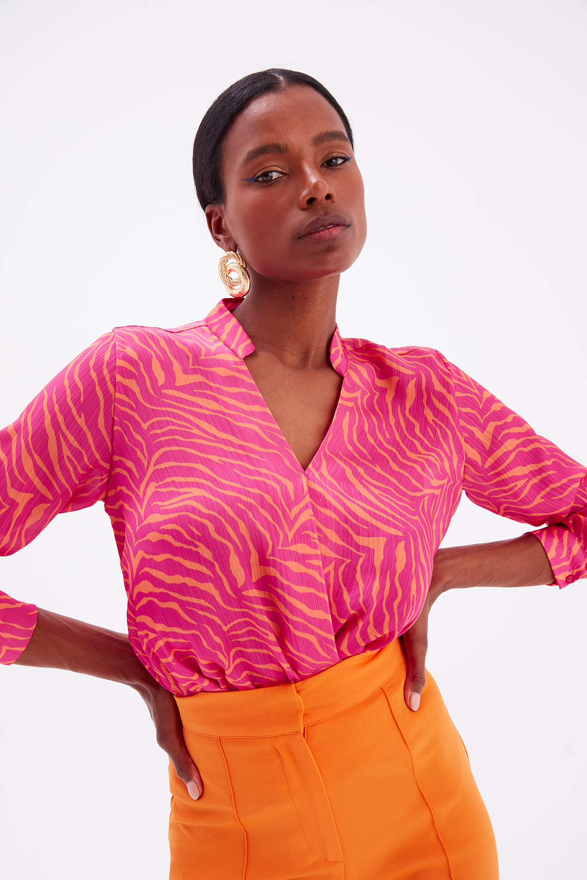 Zebra Patterned Blouse - FuchsIa