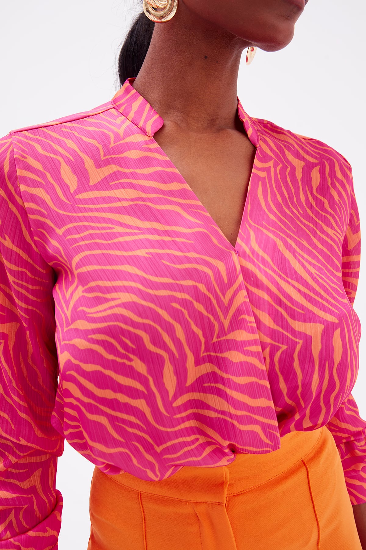 Zebra Patterned Blouse - FuchsIa