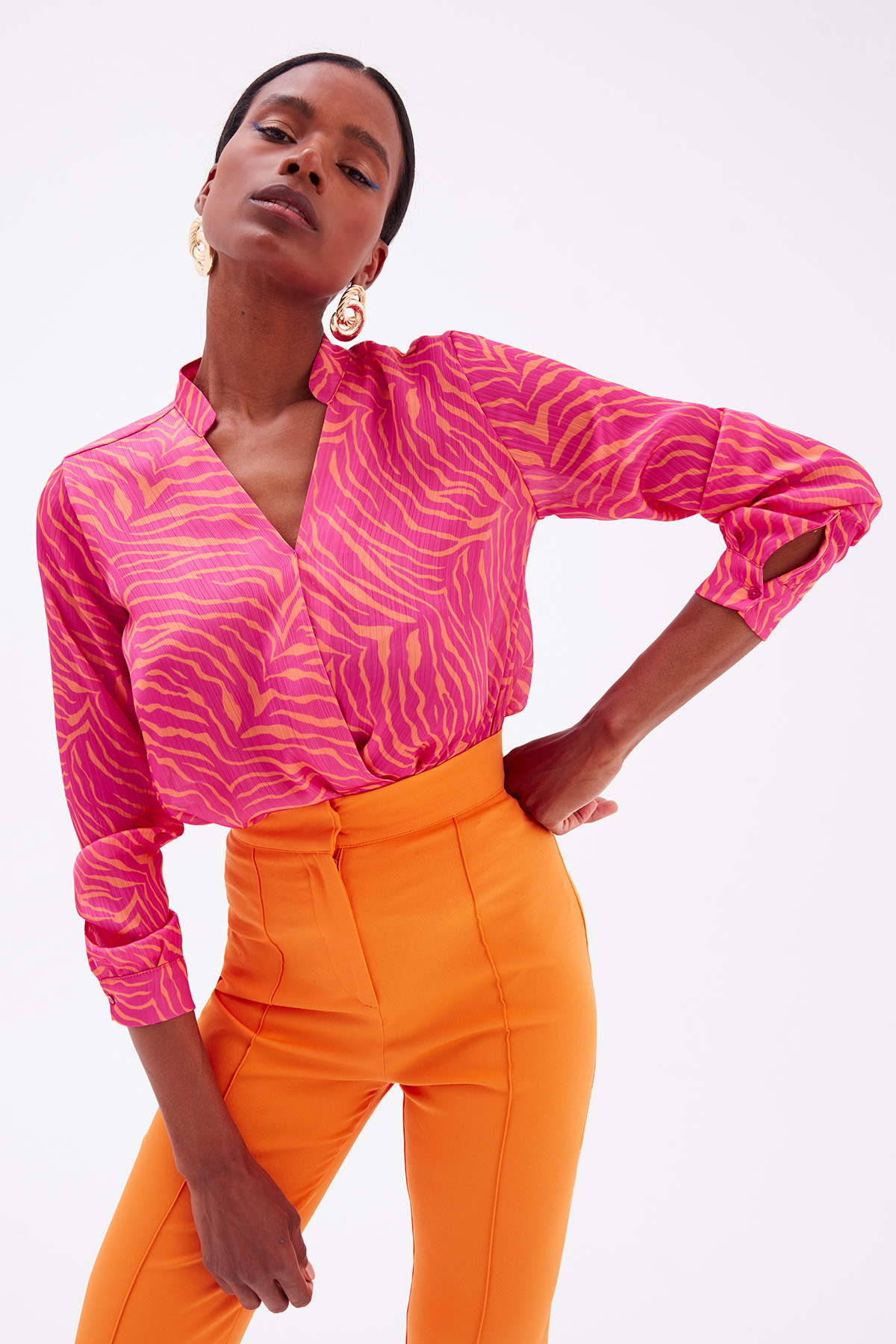 Zebra Patterned Blouse - FuchsIa