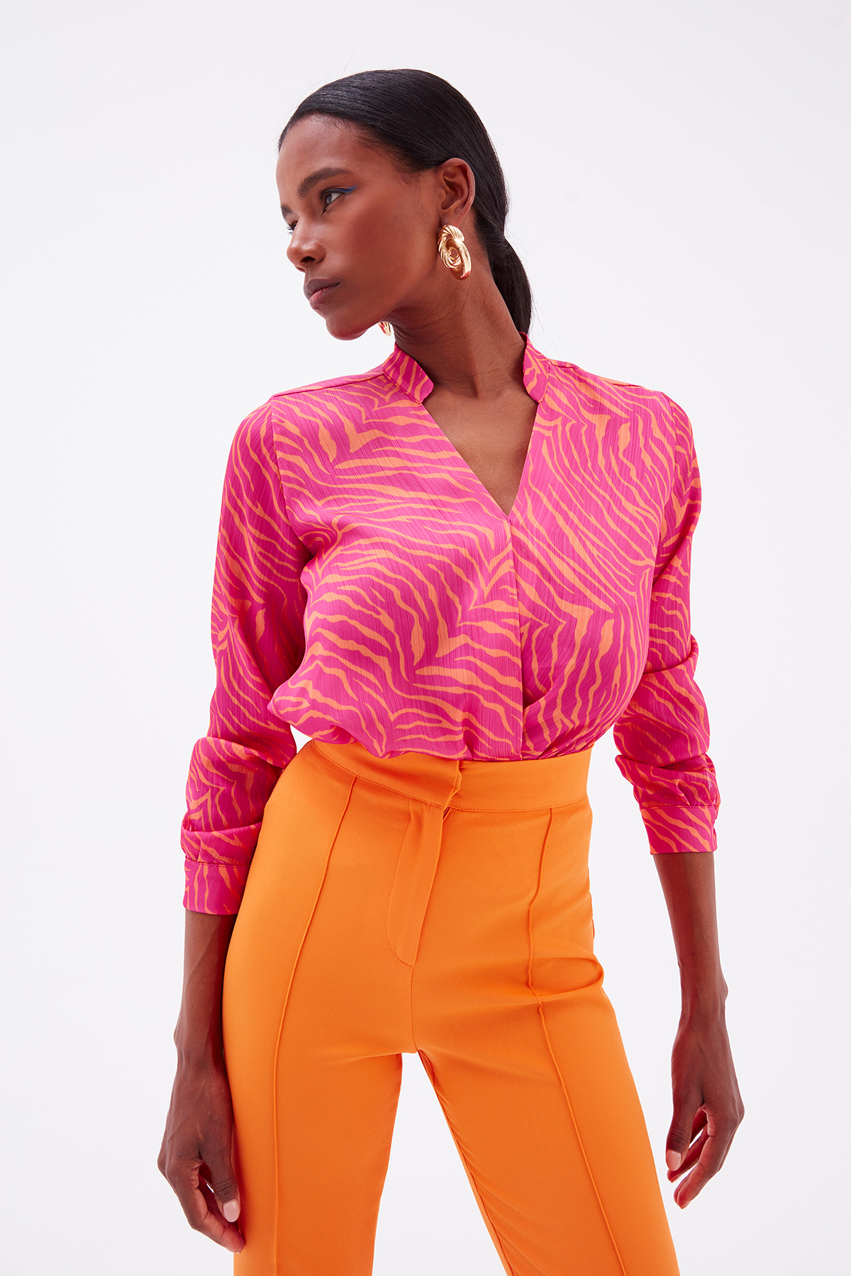 Zebra Patterned Blouse - FuchsIa