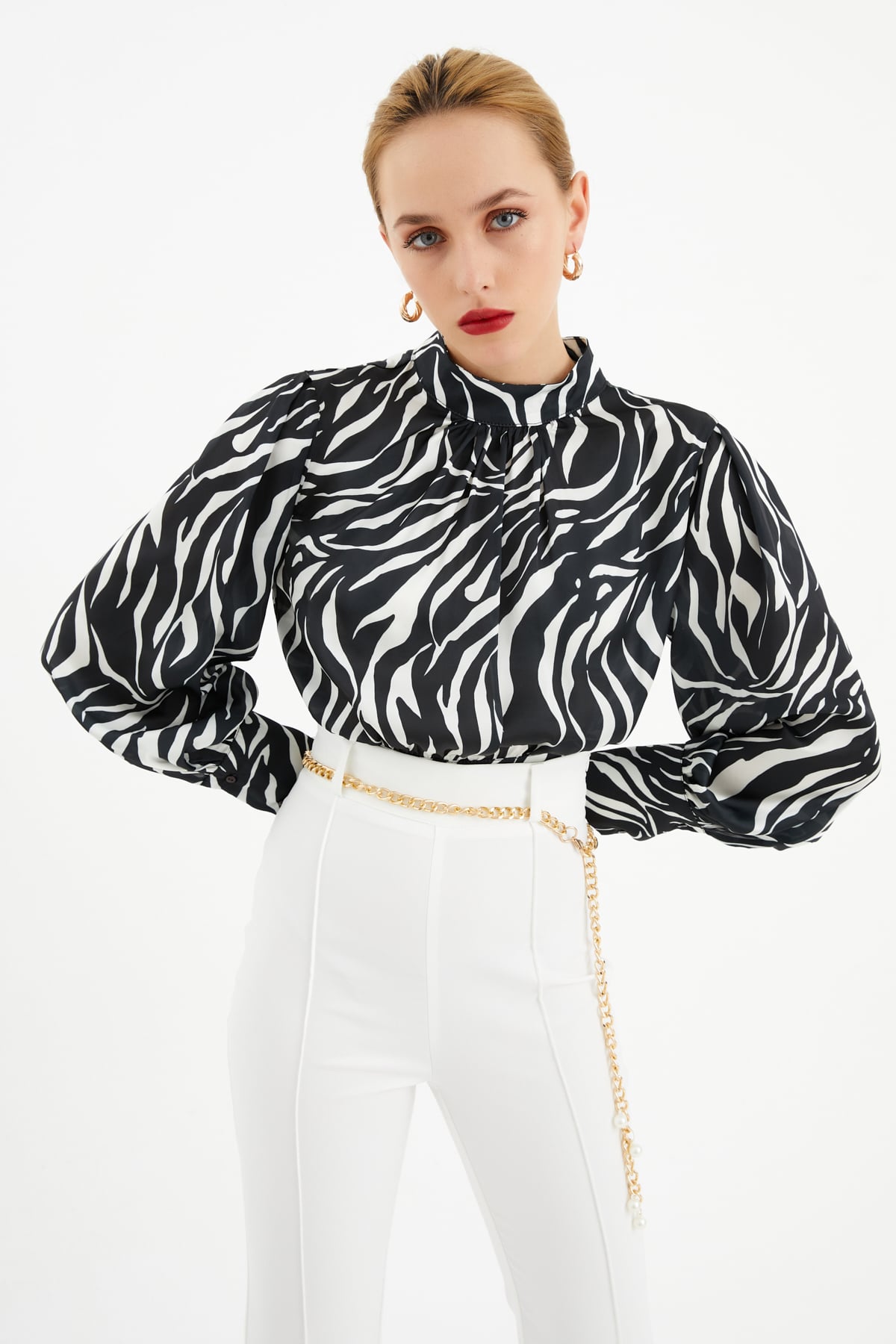 Zebra desenli bluz - ZEBRA