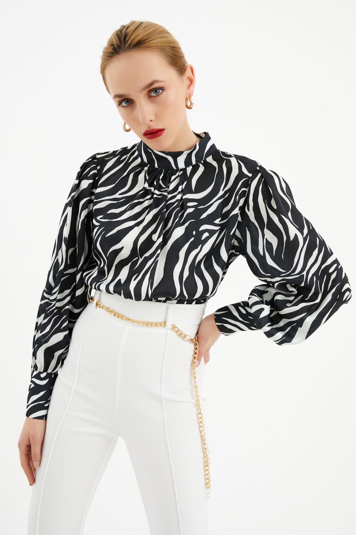 Zebra desenli bluz - ZEBRA