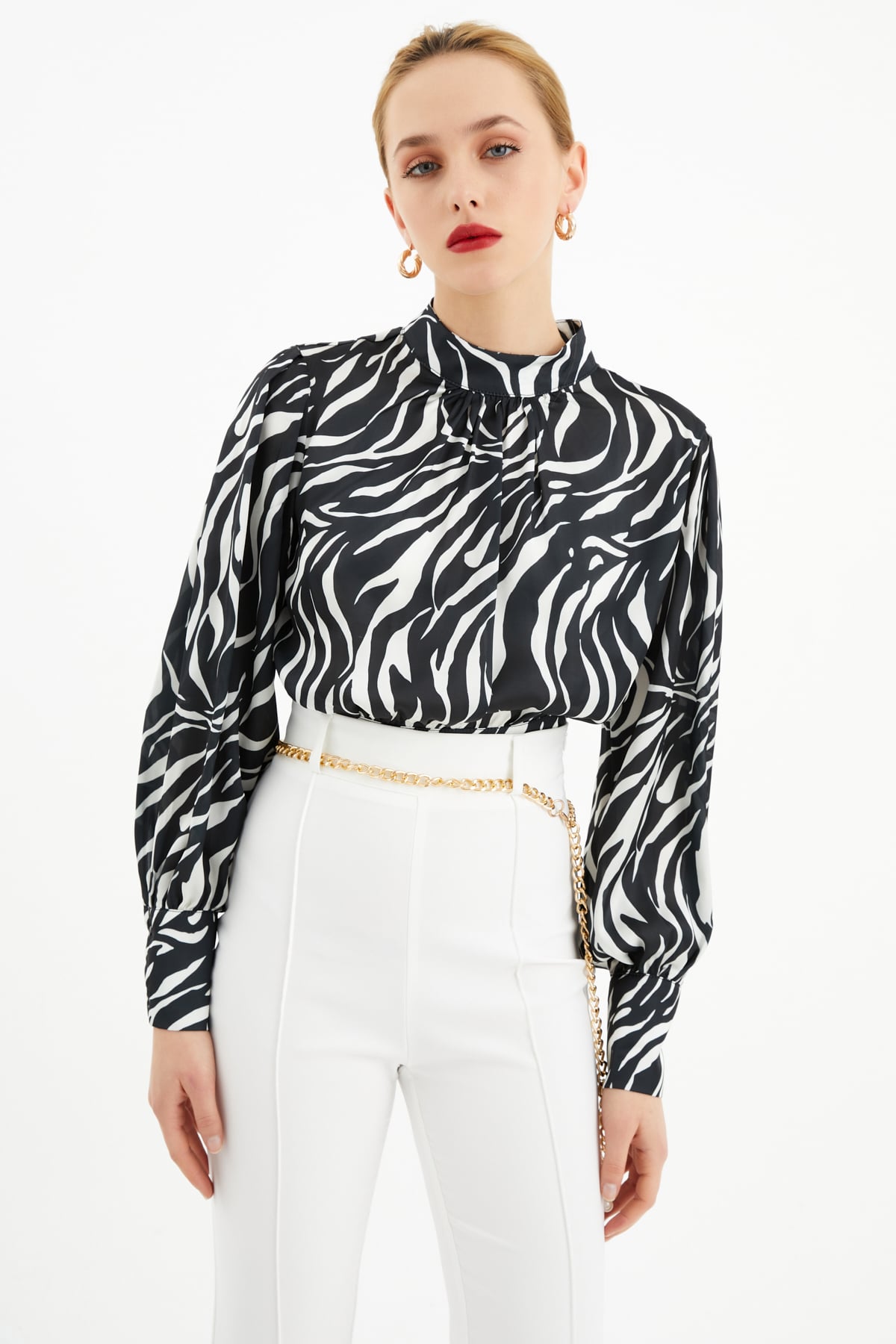 Zebra desenli bluz - ZEBRA