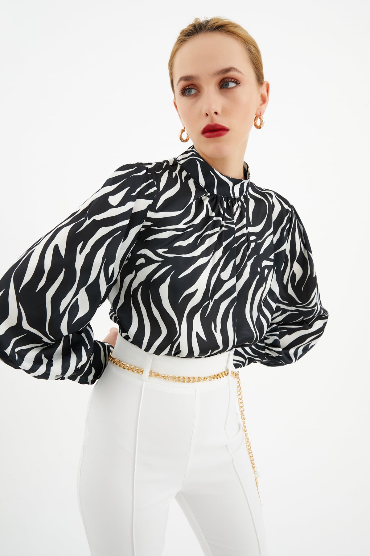 Zebra desenli bluz - ZEBRA
