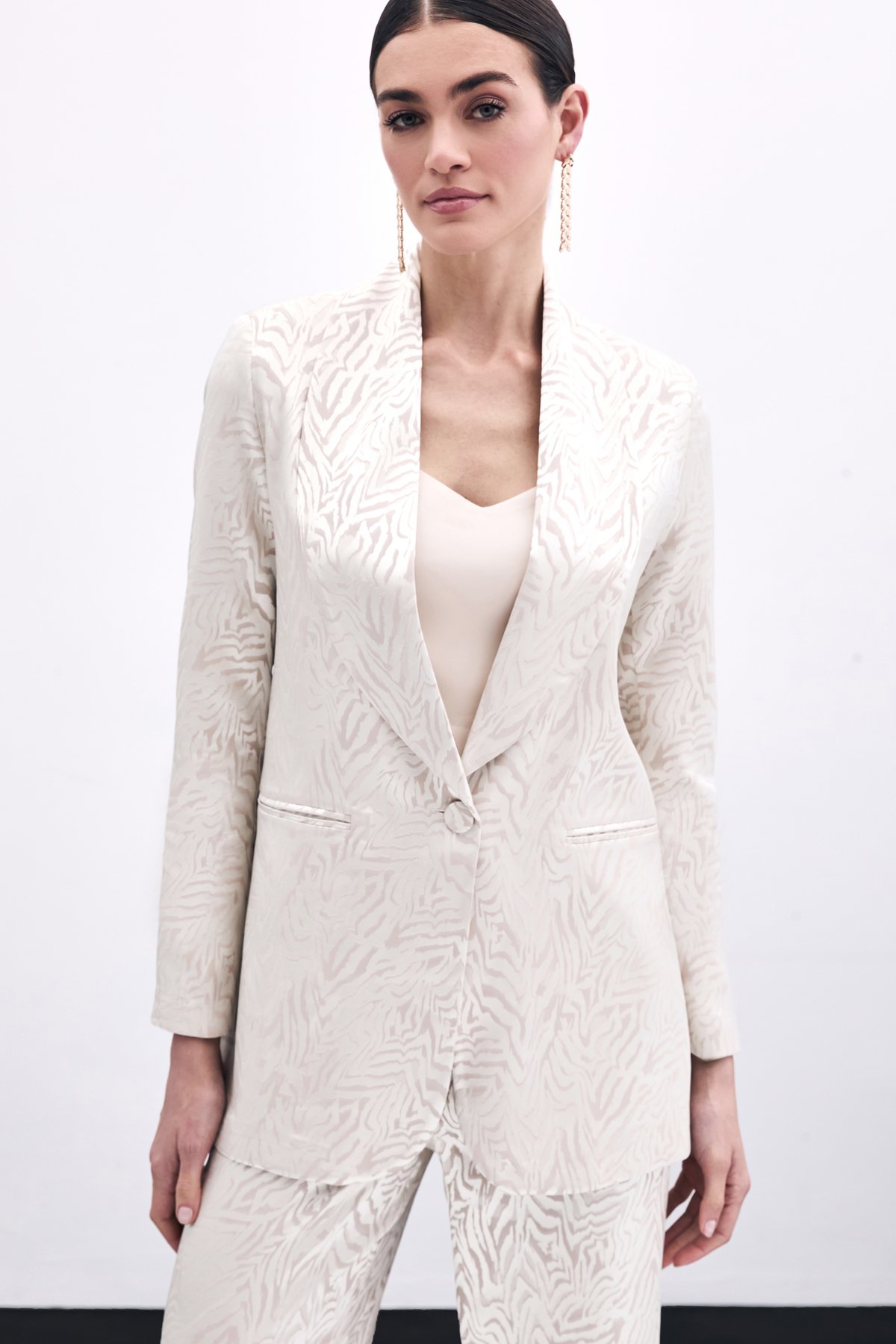 Zebra Desenli Ceket - Bej