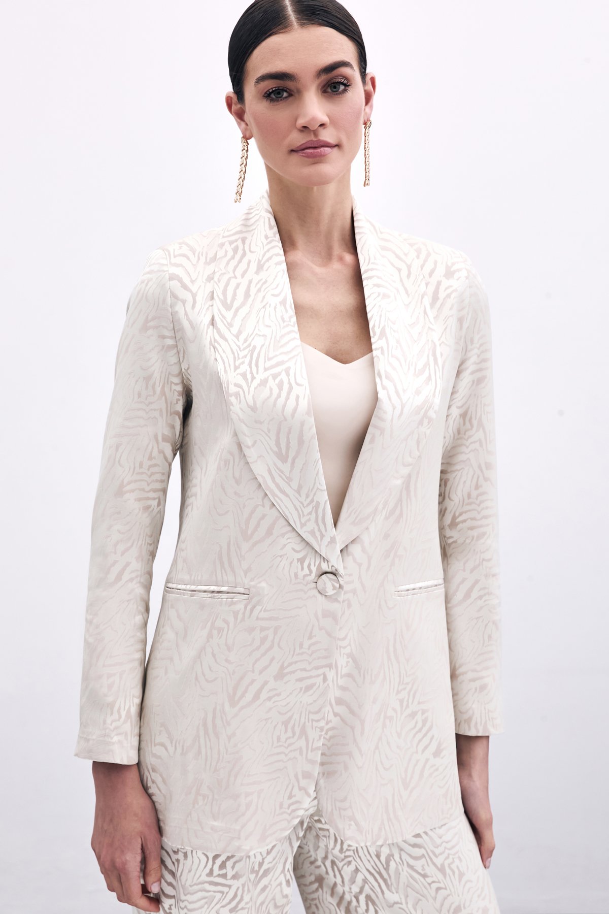 Zebra Desenli Ceket - Bej