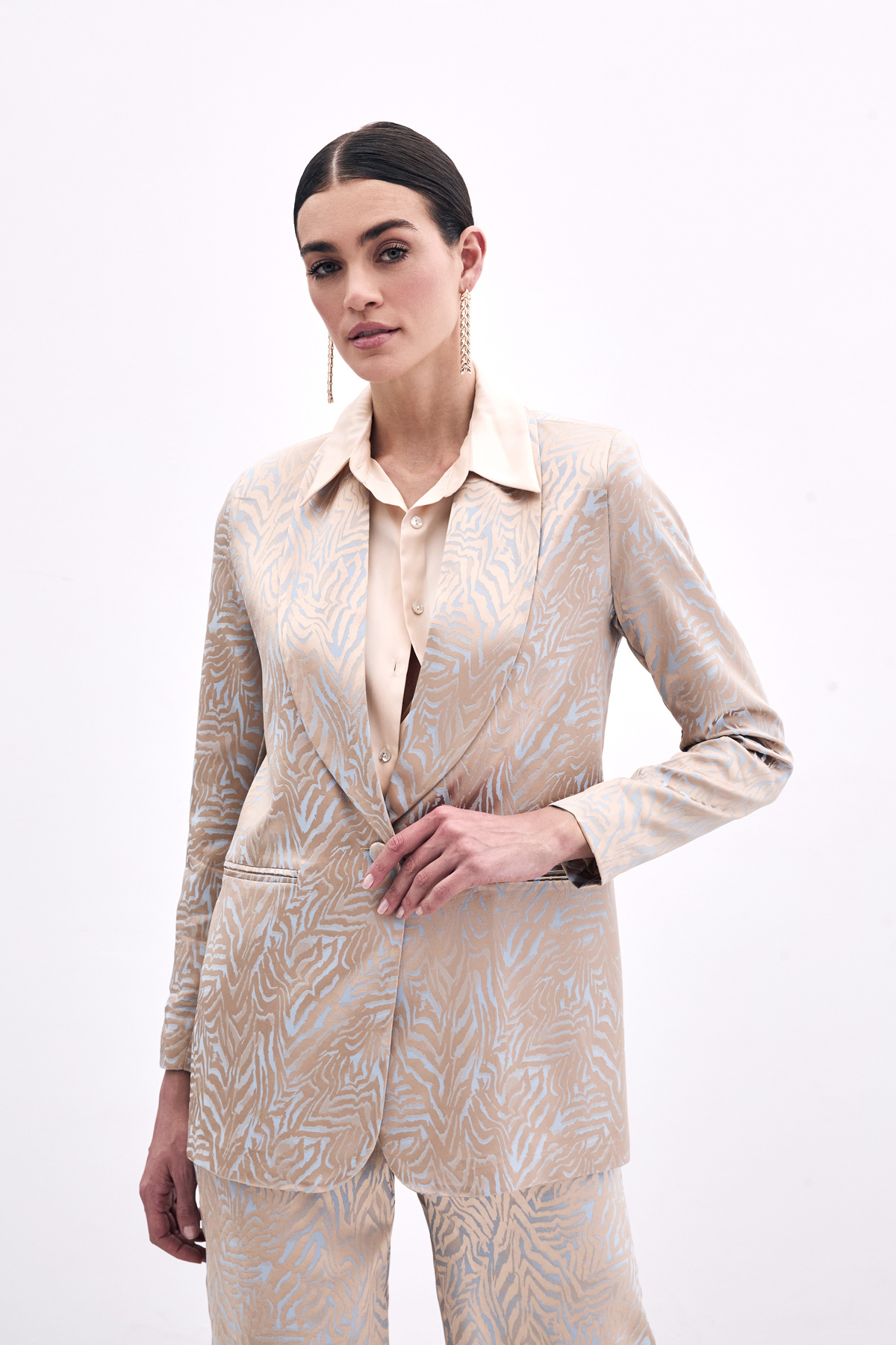 Zebra Desenli Ceket - Mavi