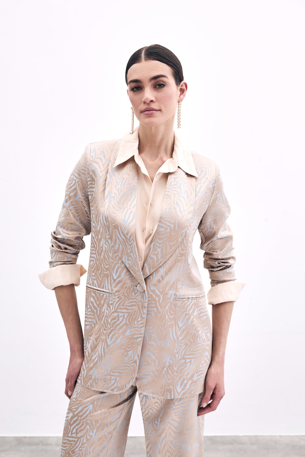 Zebra Desenli Ceket - Mavi