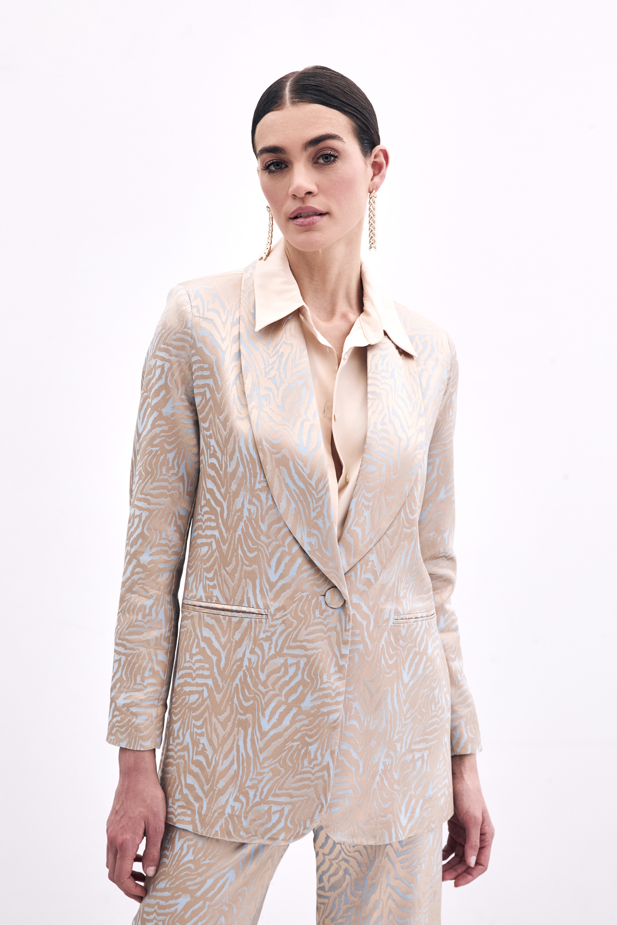 Zebra Desenli Ceket - Mavi