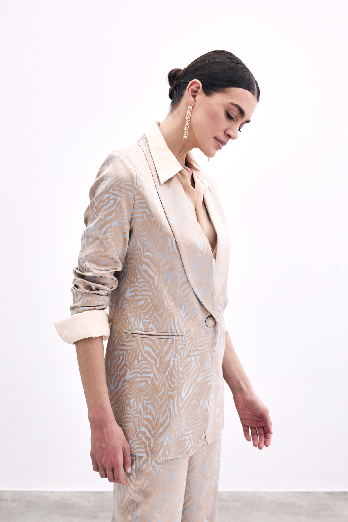 Zebra Desenli Ceket - Mavi