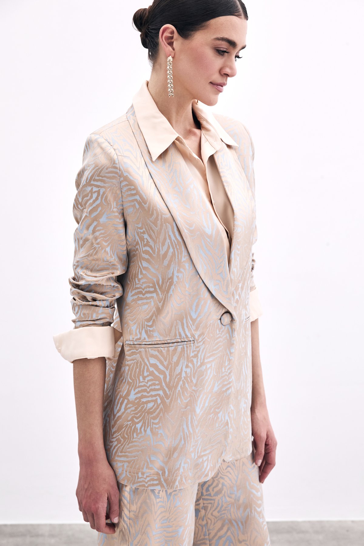 Zebra Desenli Ceket - Mavi