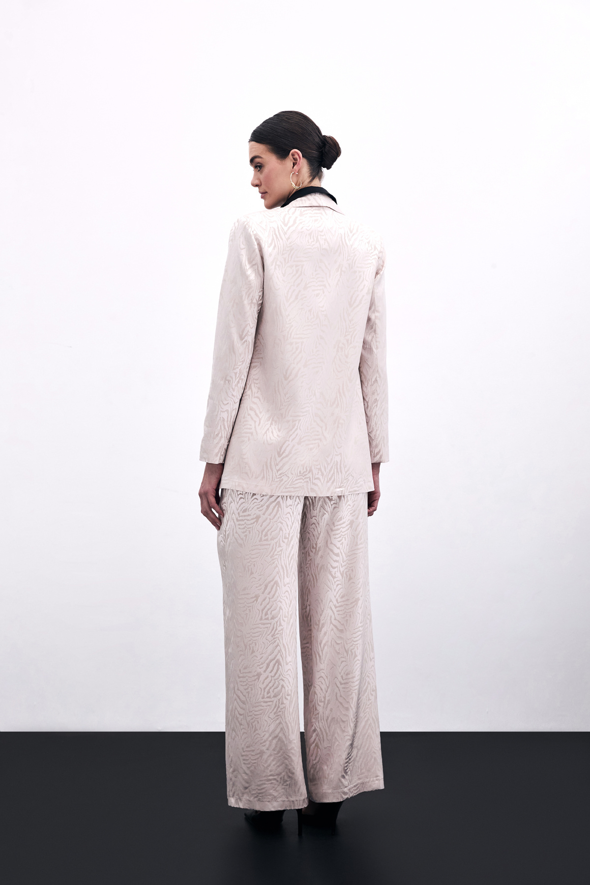 Zebra Desenli Ceket - Pudra