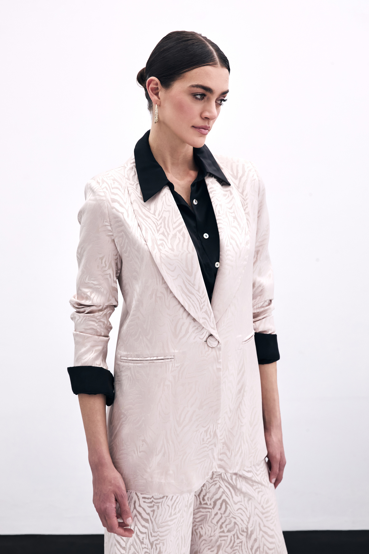 Zebra Desenli Ceket - Pudra