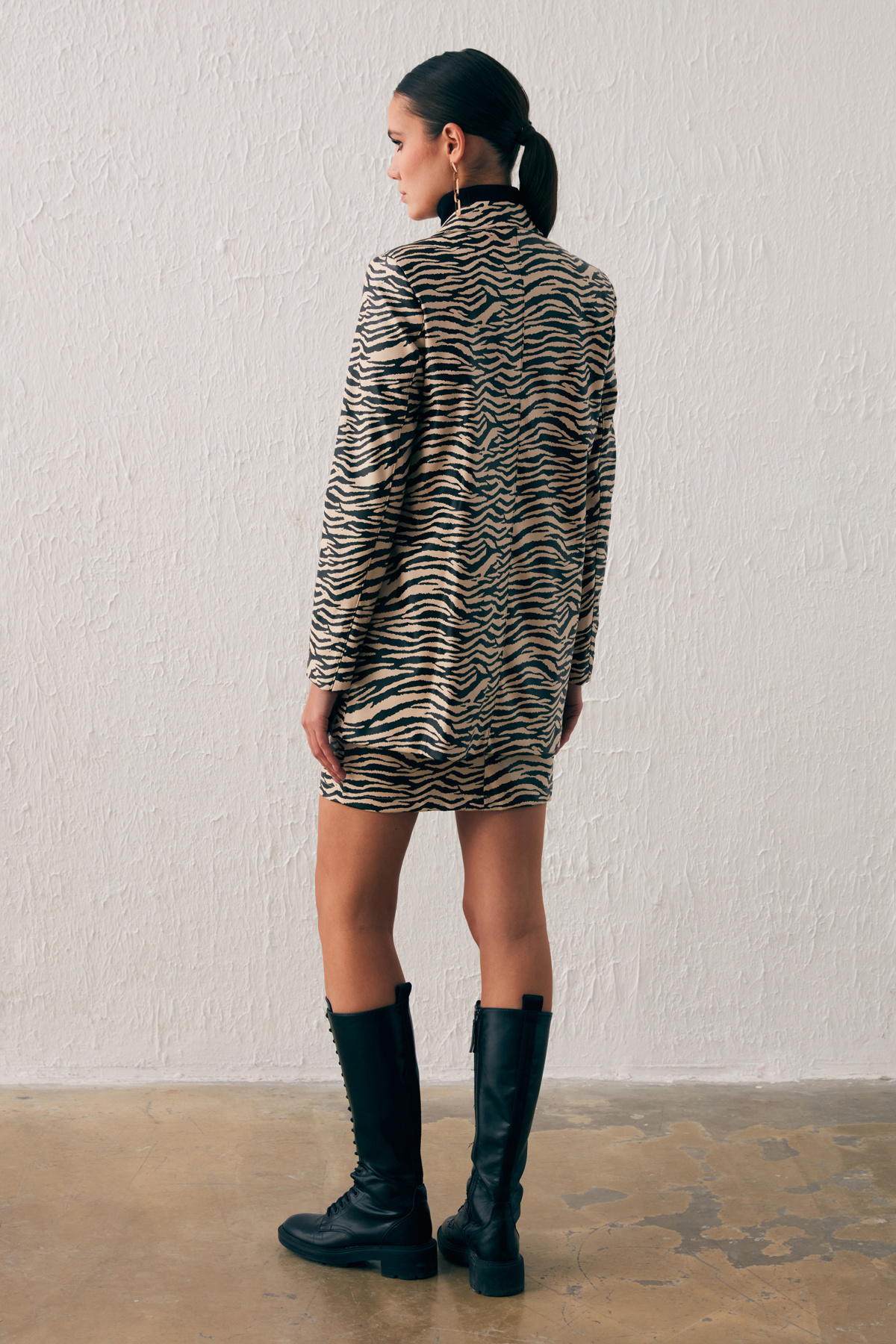 Zebra Desenli Deri Ceket - BEJ