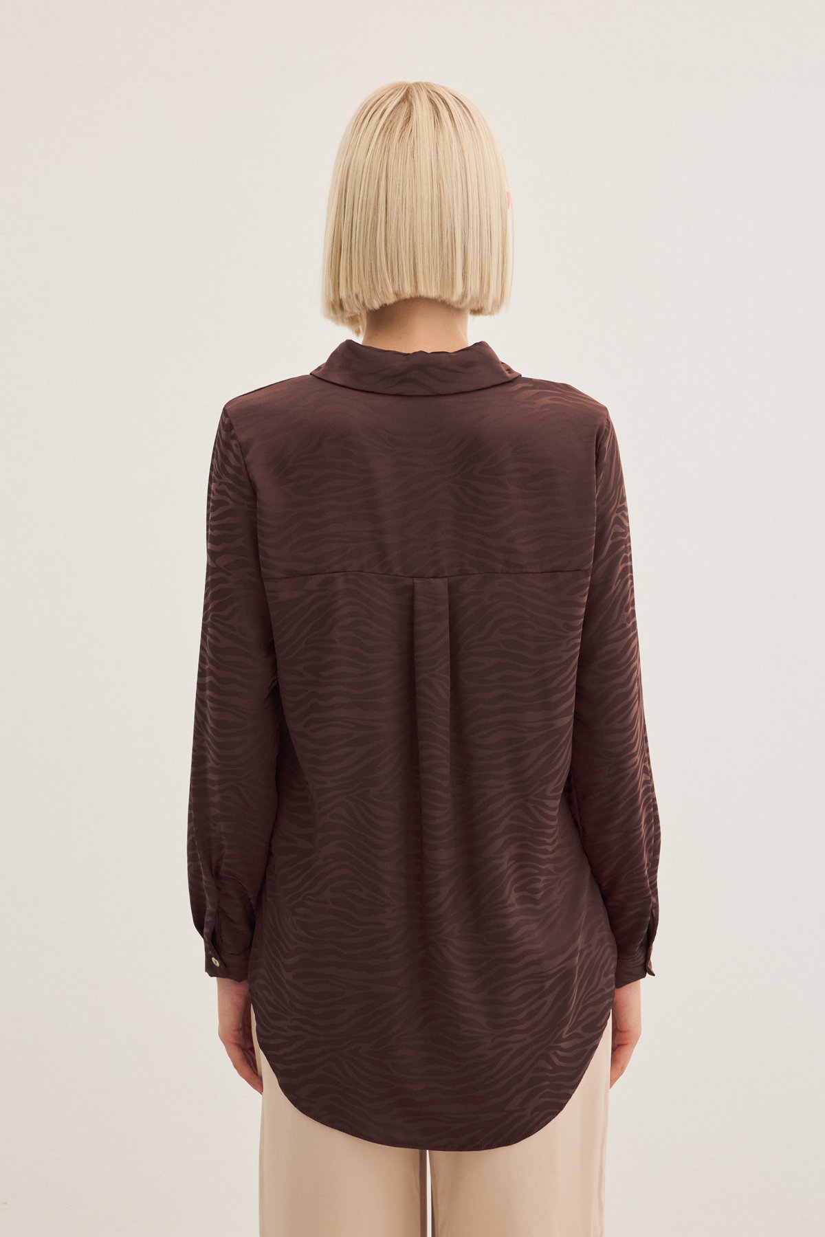 Zebra Desenli Gömlek - Kahve