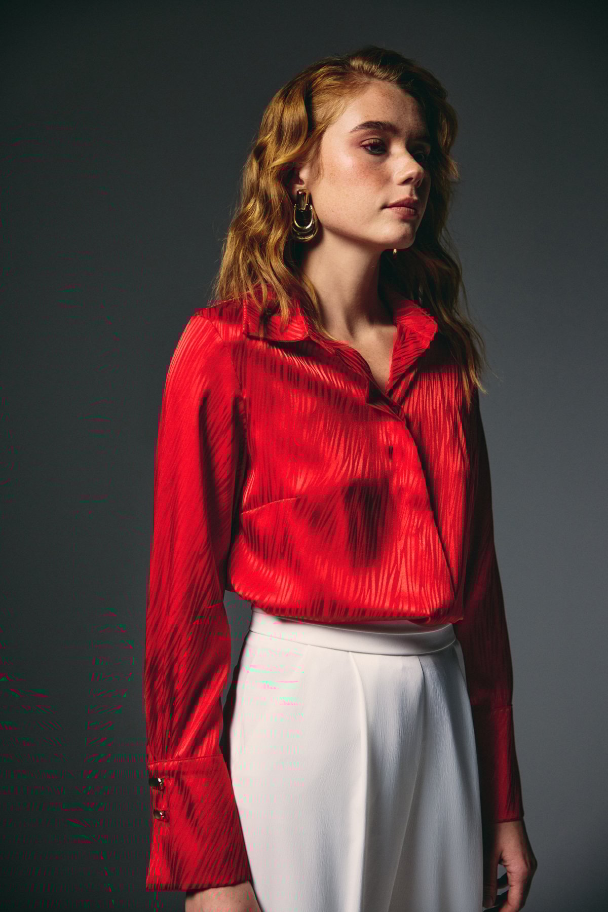 Zebra Desenli Gömlek - Kırmızı