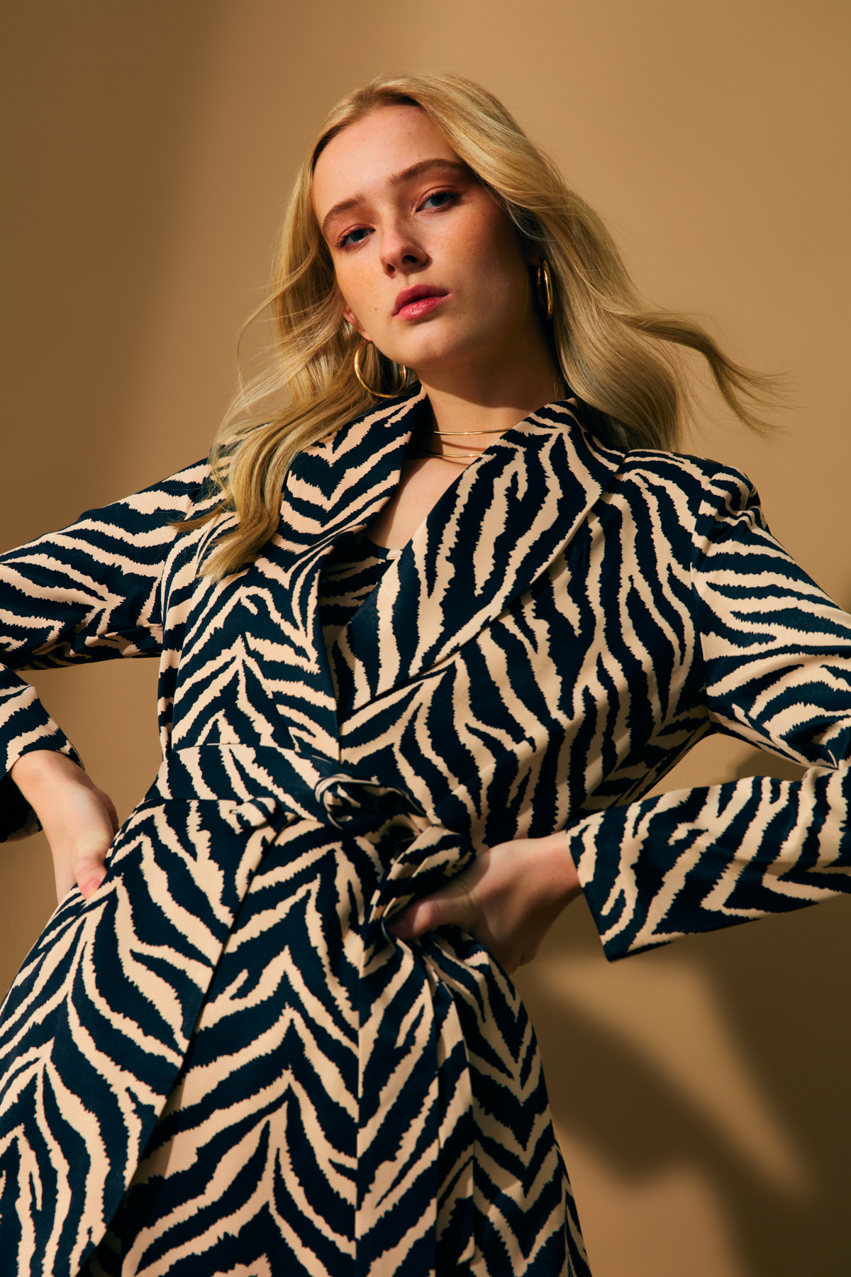 Zebra desenli kuşaklı ceket - ZEBRA