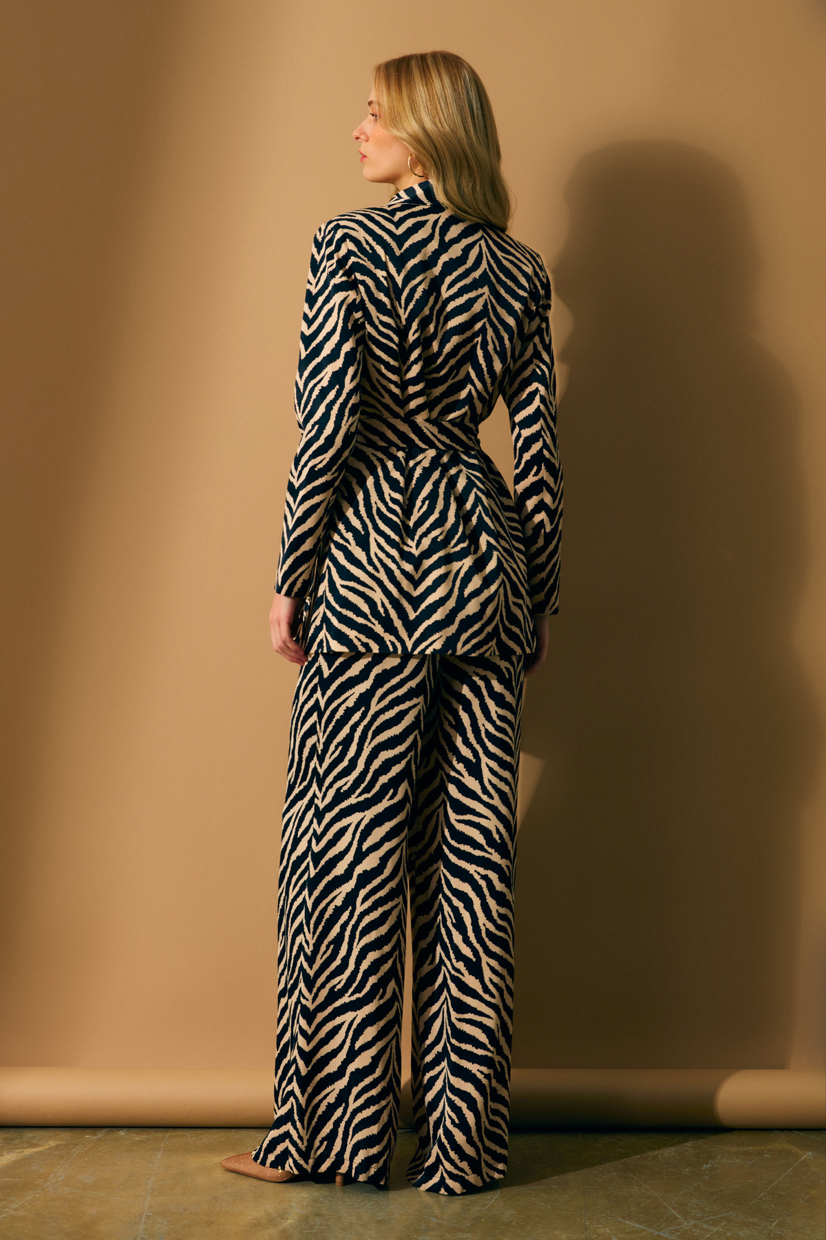 Zebra desenli kuşaklı ceket - ZEBRA