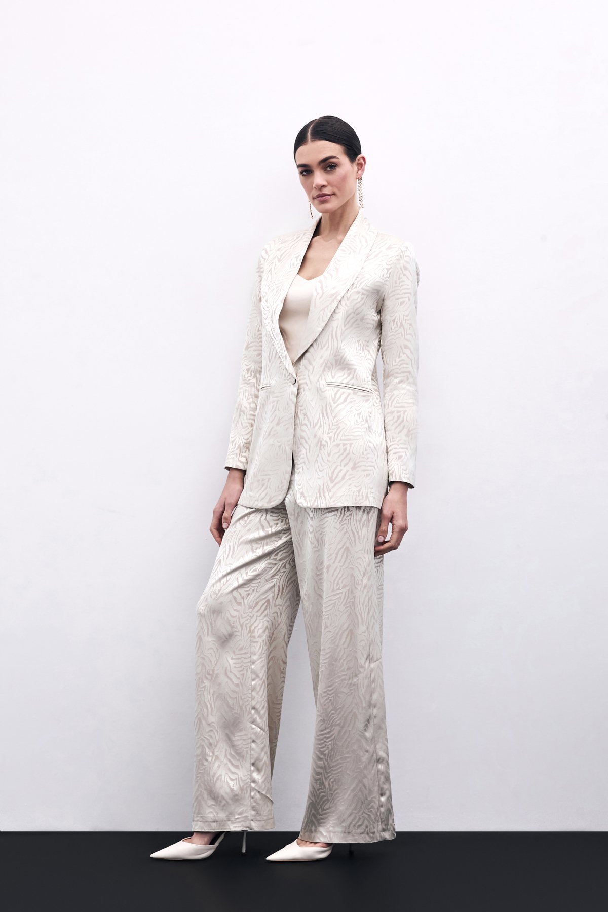 Zebra Desenli Pantolon - Bej