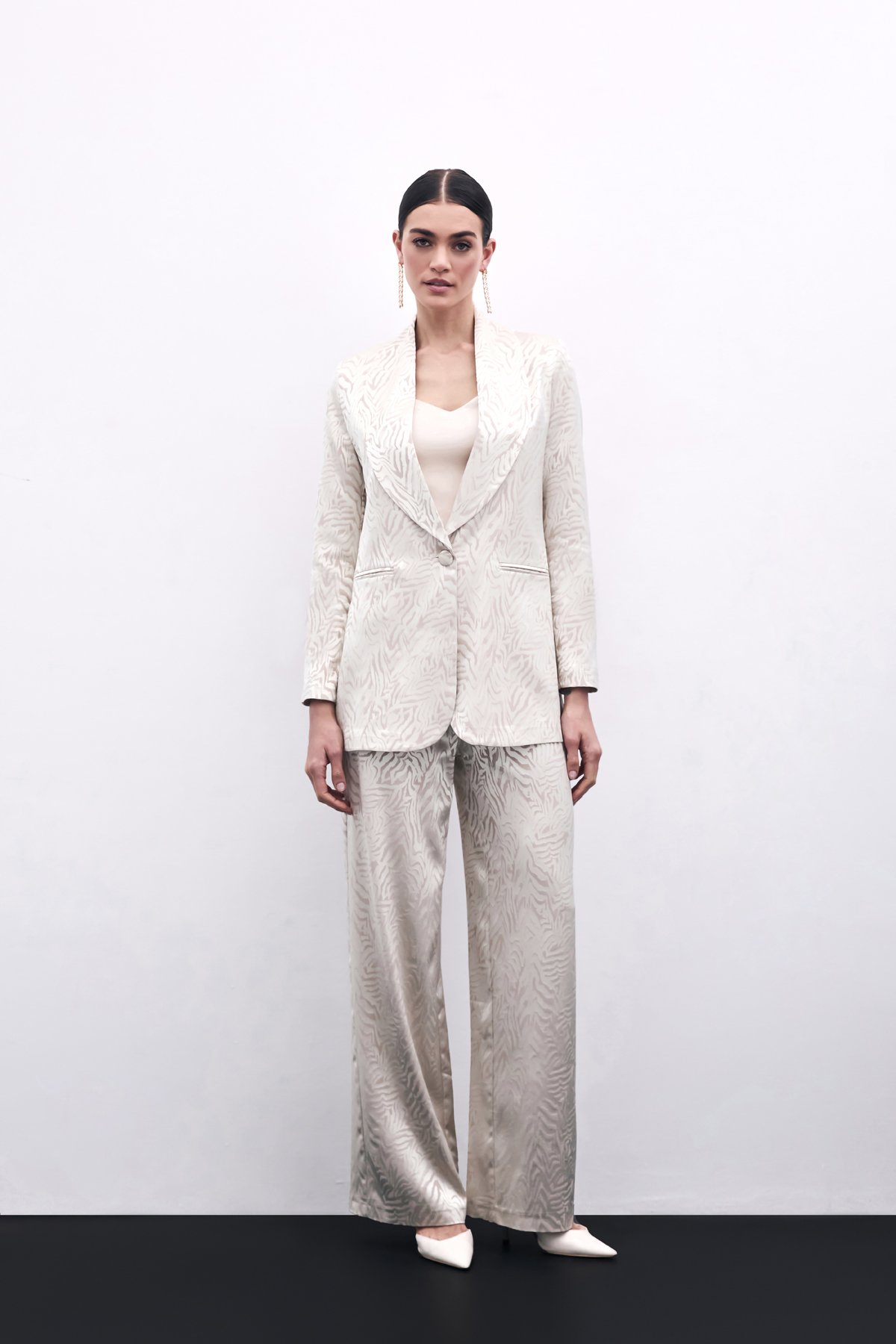 Zebra Desenli Pantolon - Bej