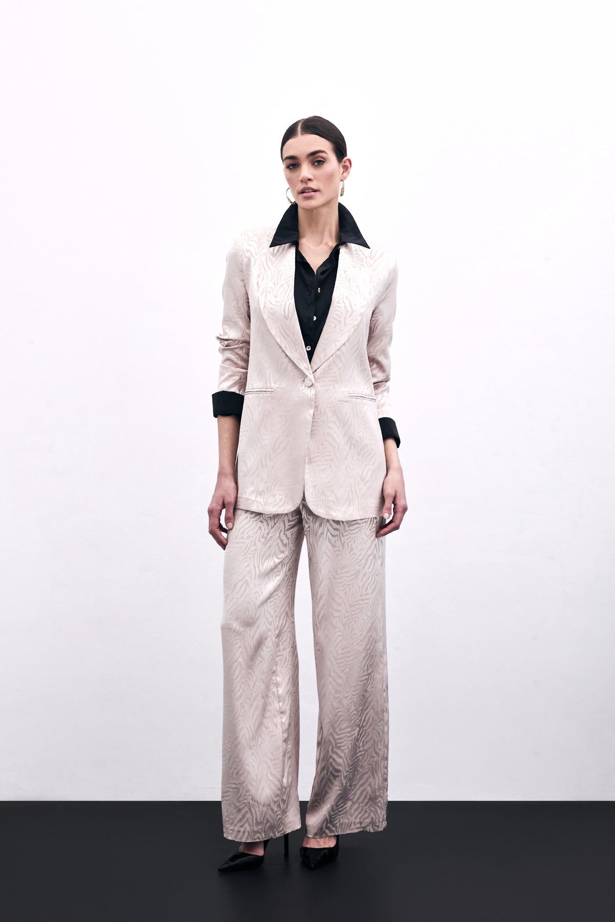 Zebra Desenli Pantolon - Pudra