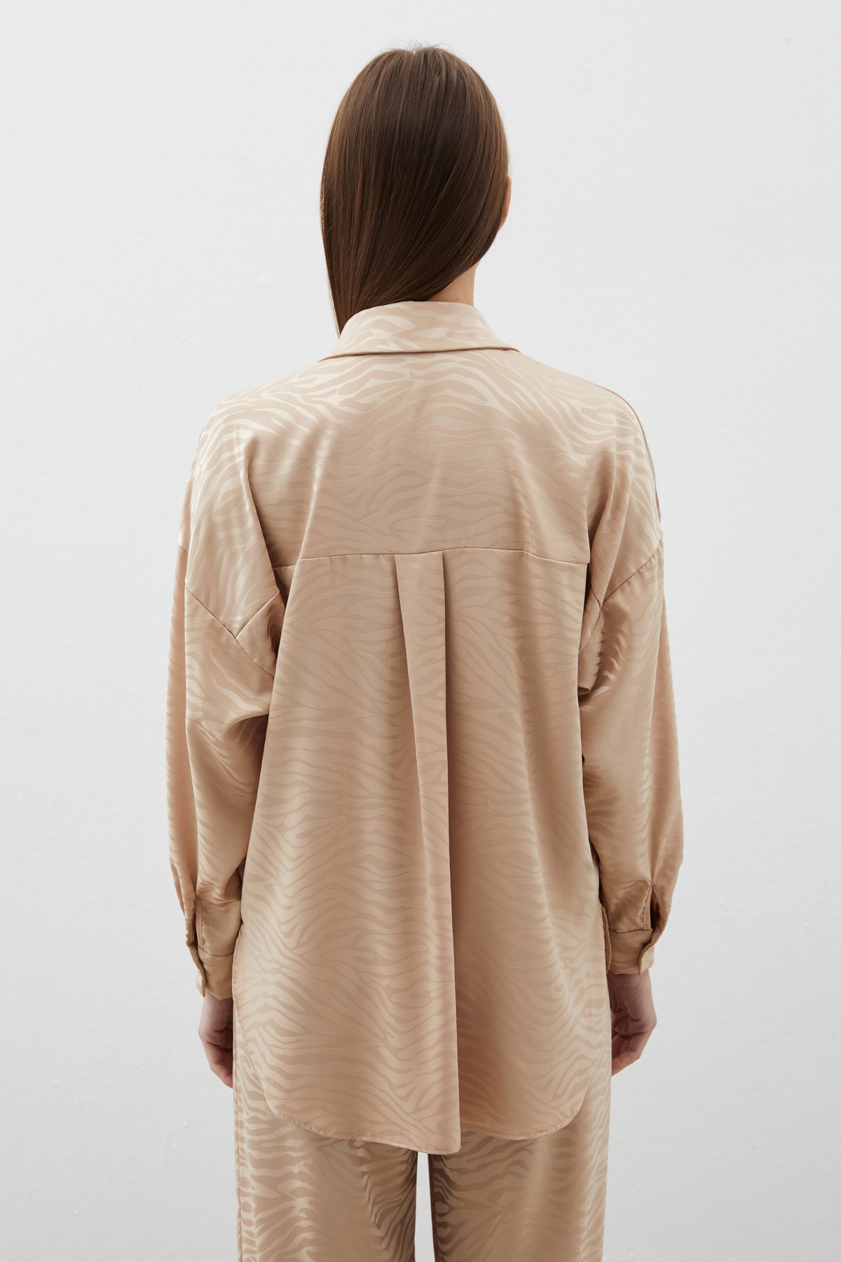 Zebra Desenli Salaş Gömlek - BEJ