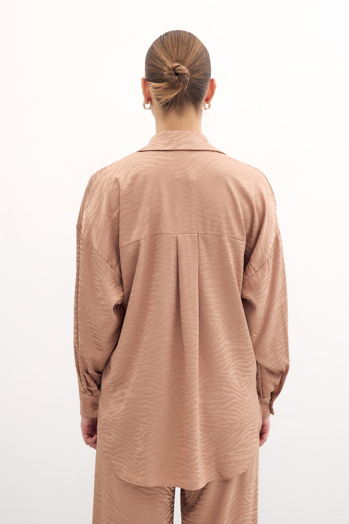 Zebra Patterned Casual Shirt - Camel