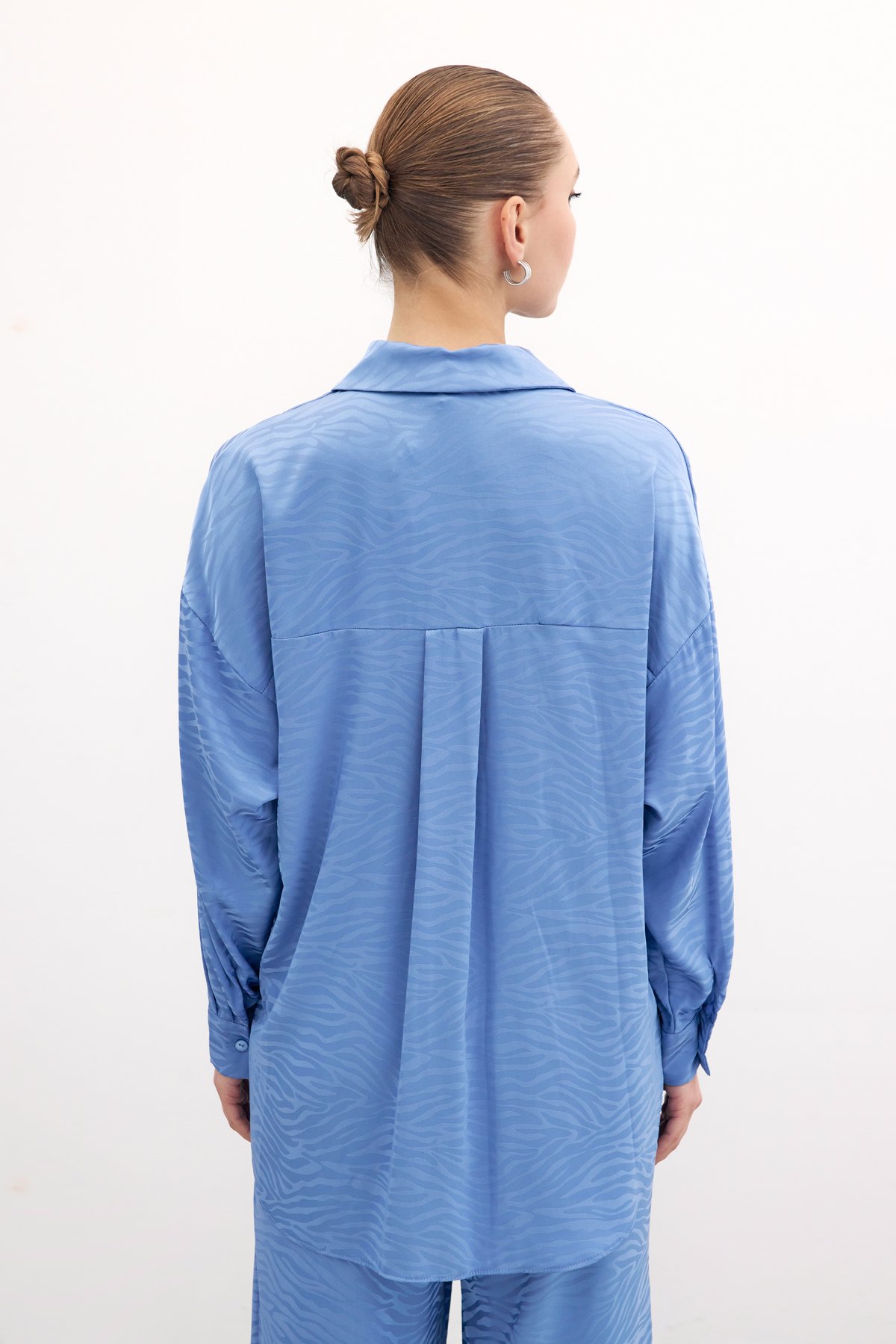 Zebra Desenli Salaş Gömlek - İndigo